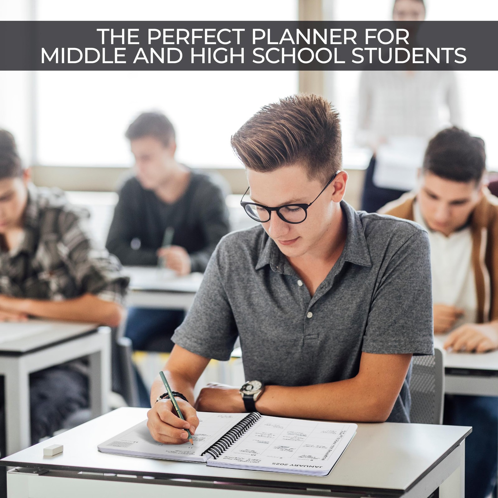 Aesthetic 2025 Student Planner To Stay Organized – A 8.5×5.5 inches, Black