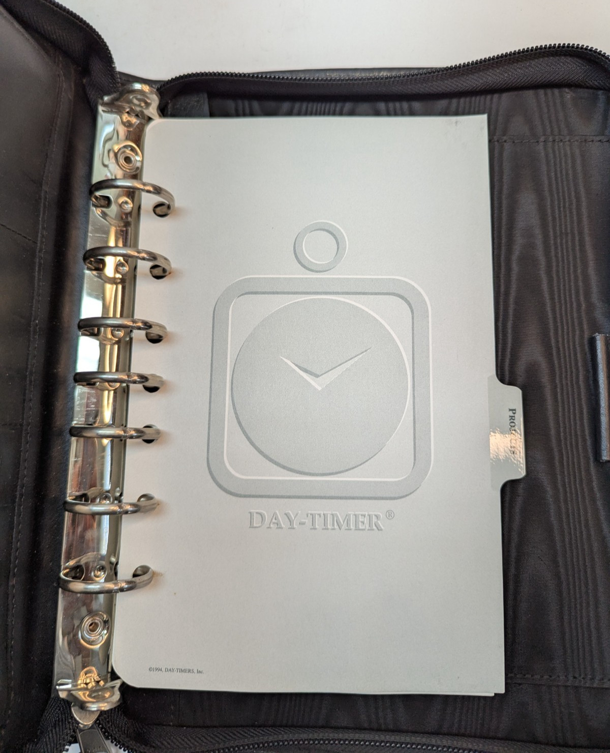 Daytimer Black Genuine Leather Zippered Organizer 1994 Spiral Note