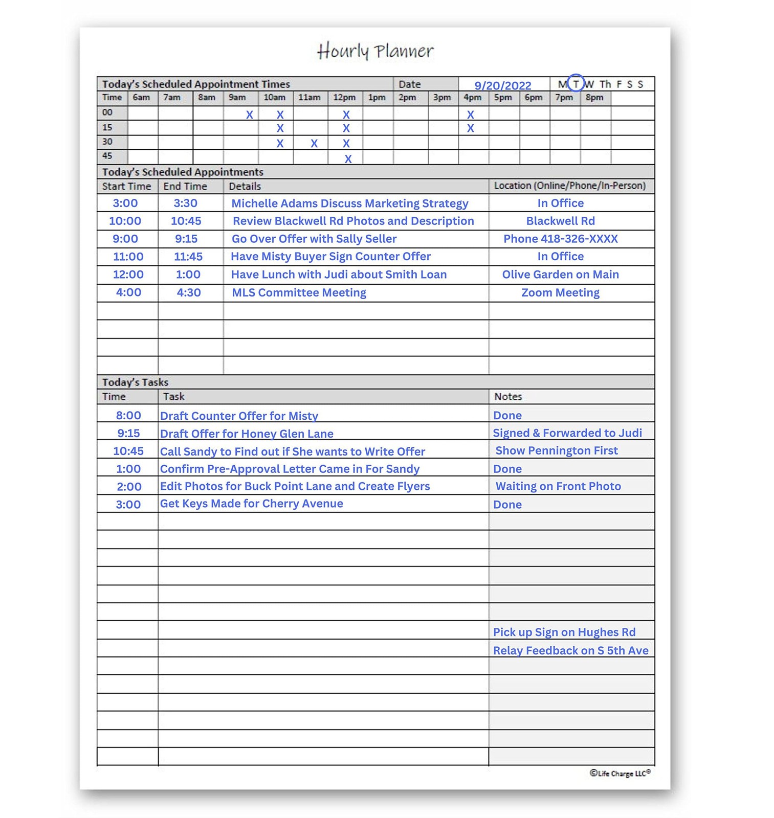 Hourly Planner Notepad. 60 Page Planning Pad w/Appointment Time Block, Task L…