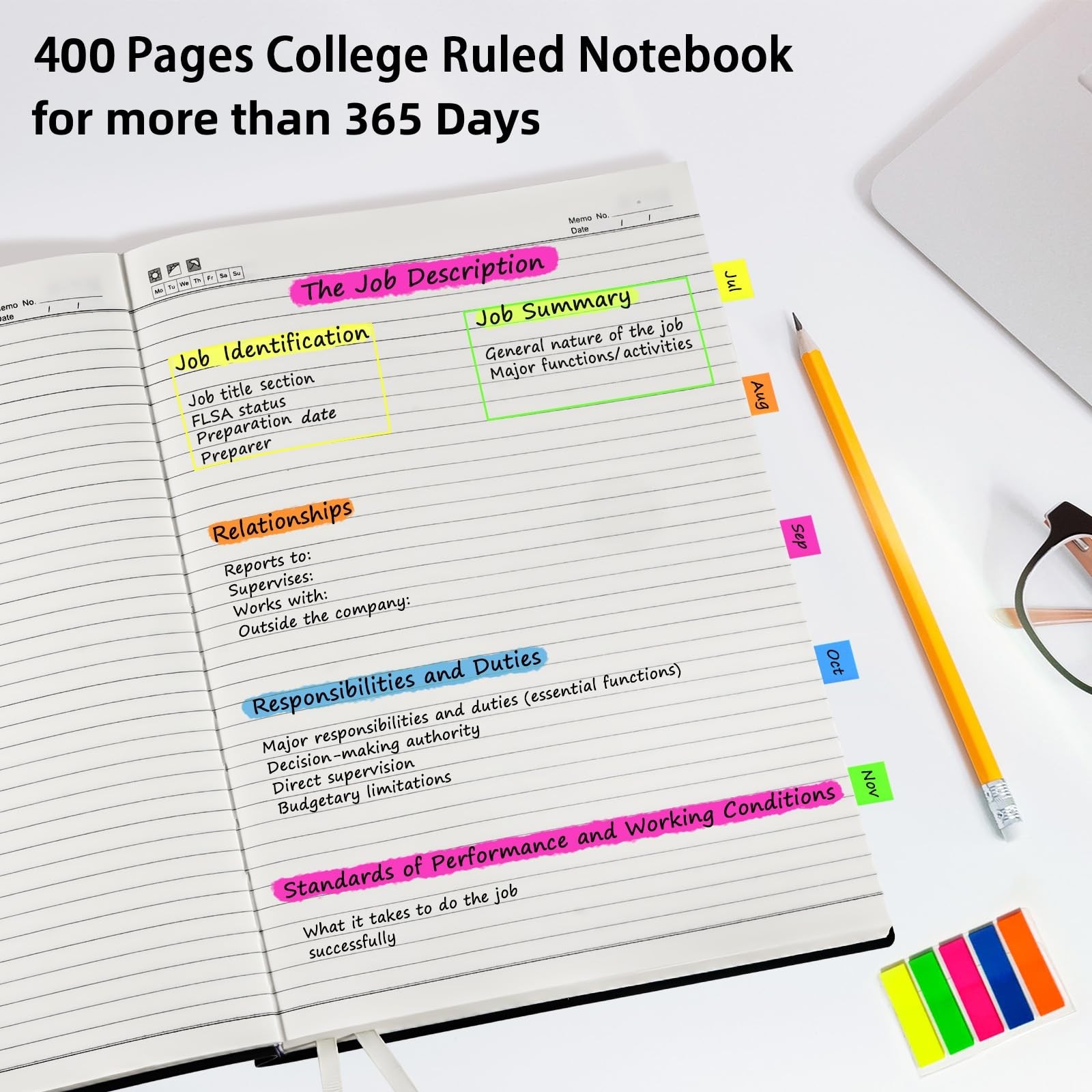 Notebook Journal, 8.5″ x 11″, 400 Pages College Ruled Notebook, Leather Journ…
