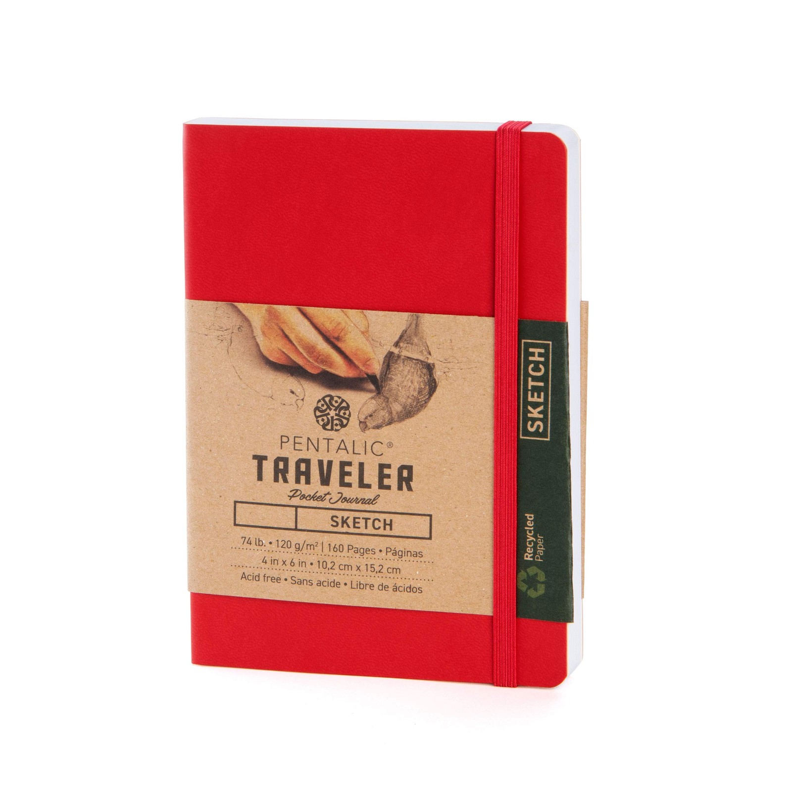 Pentalic 4″ x 6″ Pocket Sketchbook Traveler 4-inch x 6-inch, Red, Red
