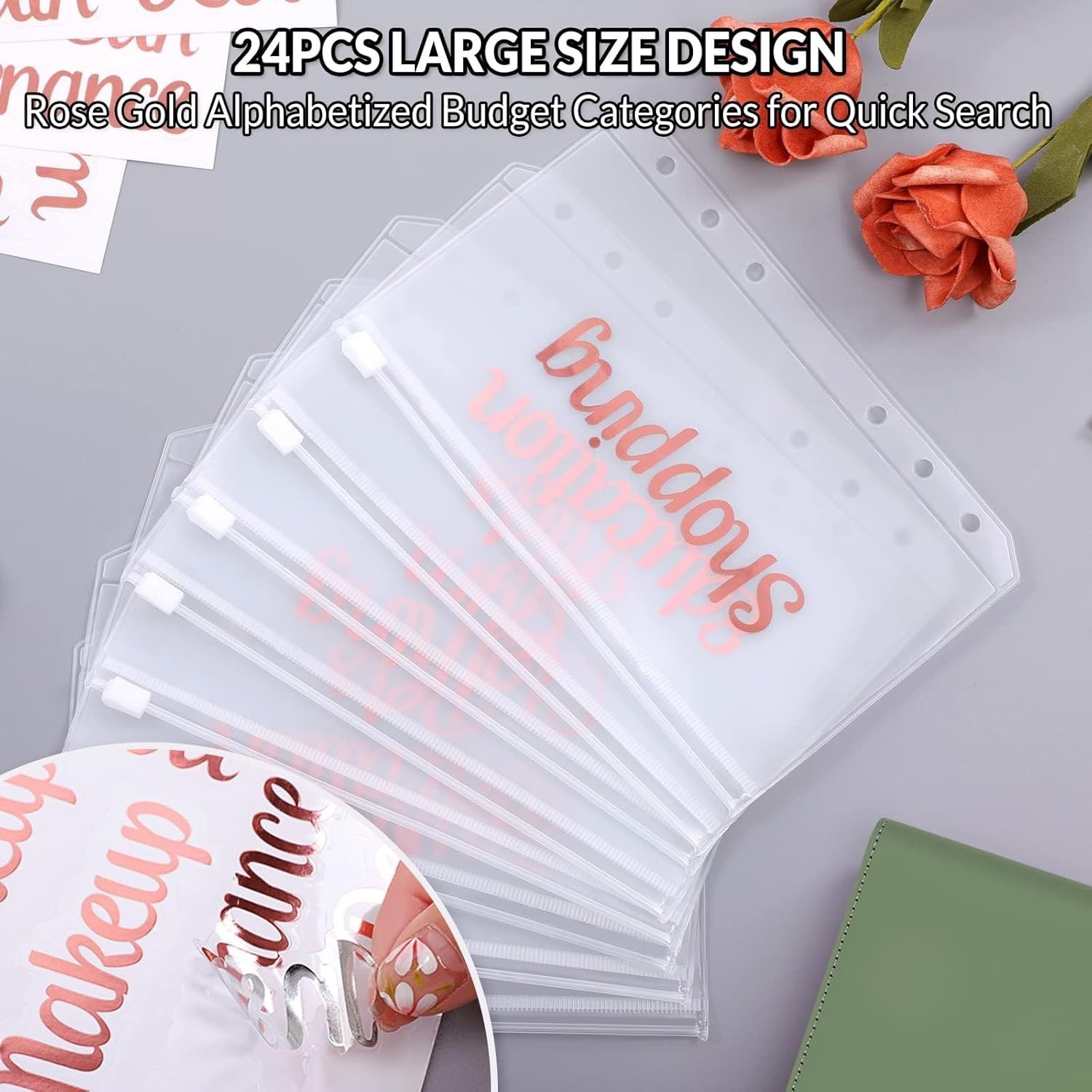 Budget Binder with 8pcs Zipper Envelopes,Money Organizer for Cash with 12pcs …