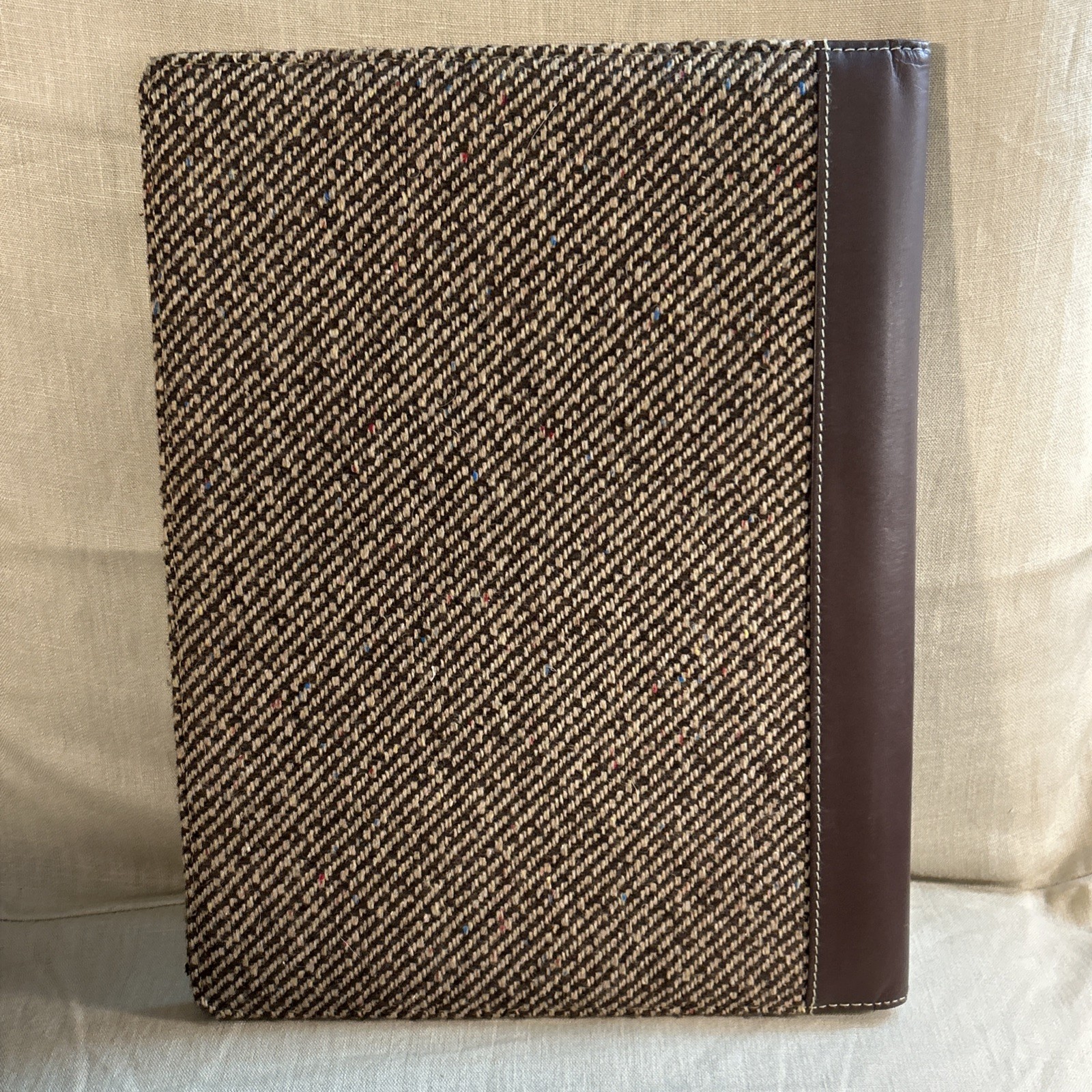 Vintage Buxton Brown Tweed Legal Pad Folio 12”x 9.5”
