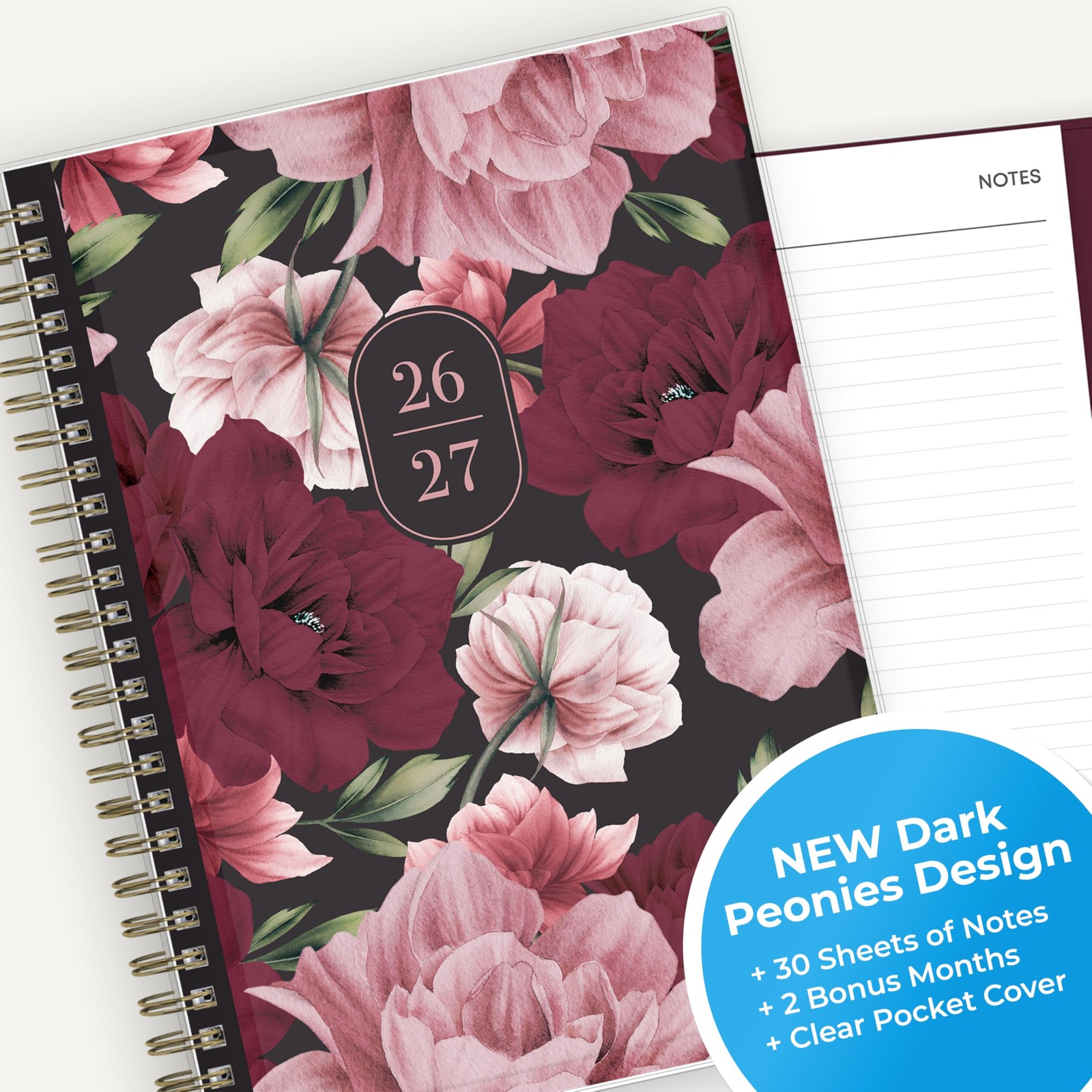 Blue Sky 2026-2027 Weekly and 5.875″ x 8.625″, Dark Peonies- 2026/2027