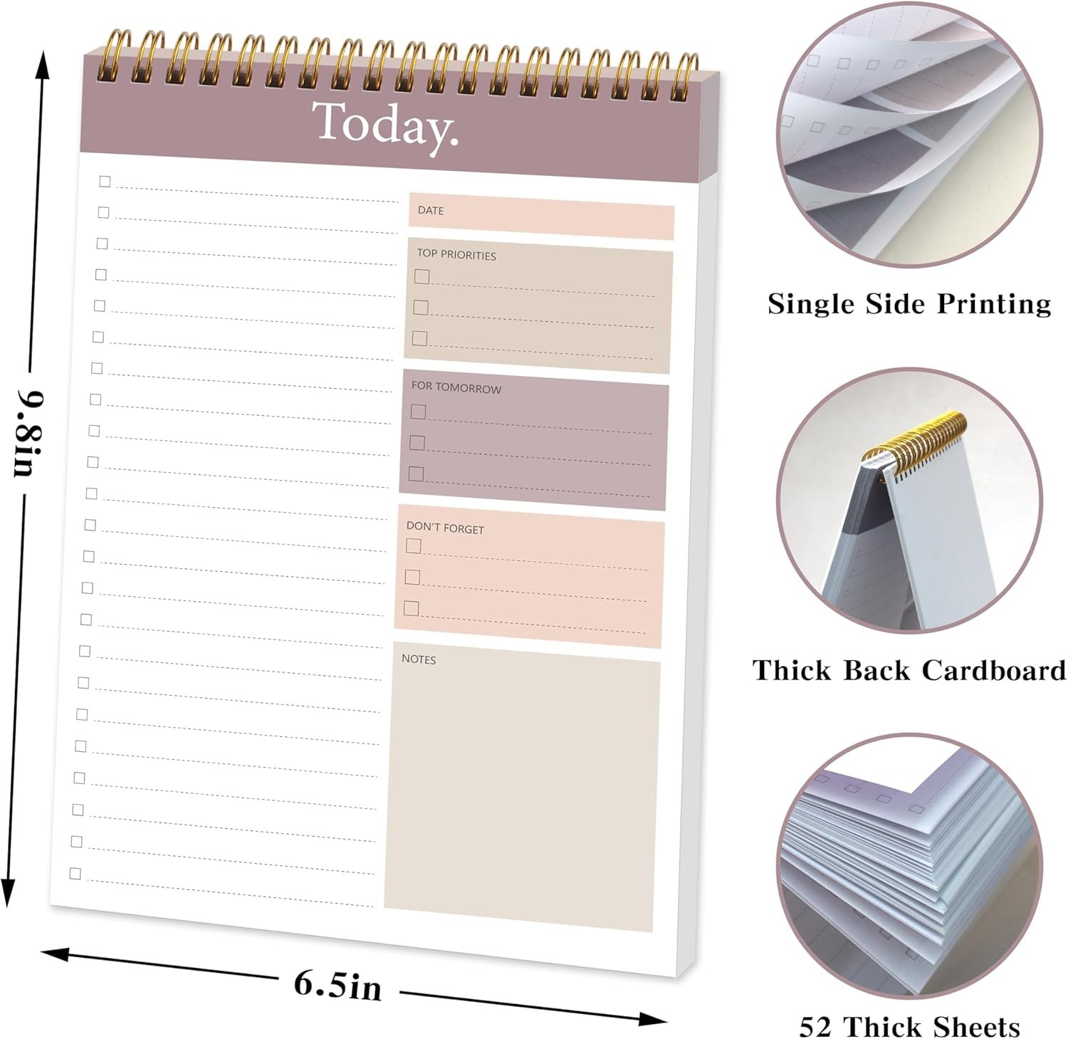 Daily Planner Notepad with PVC Cover – 52 Undated Pages for All Users