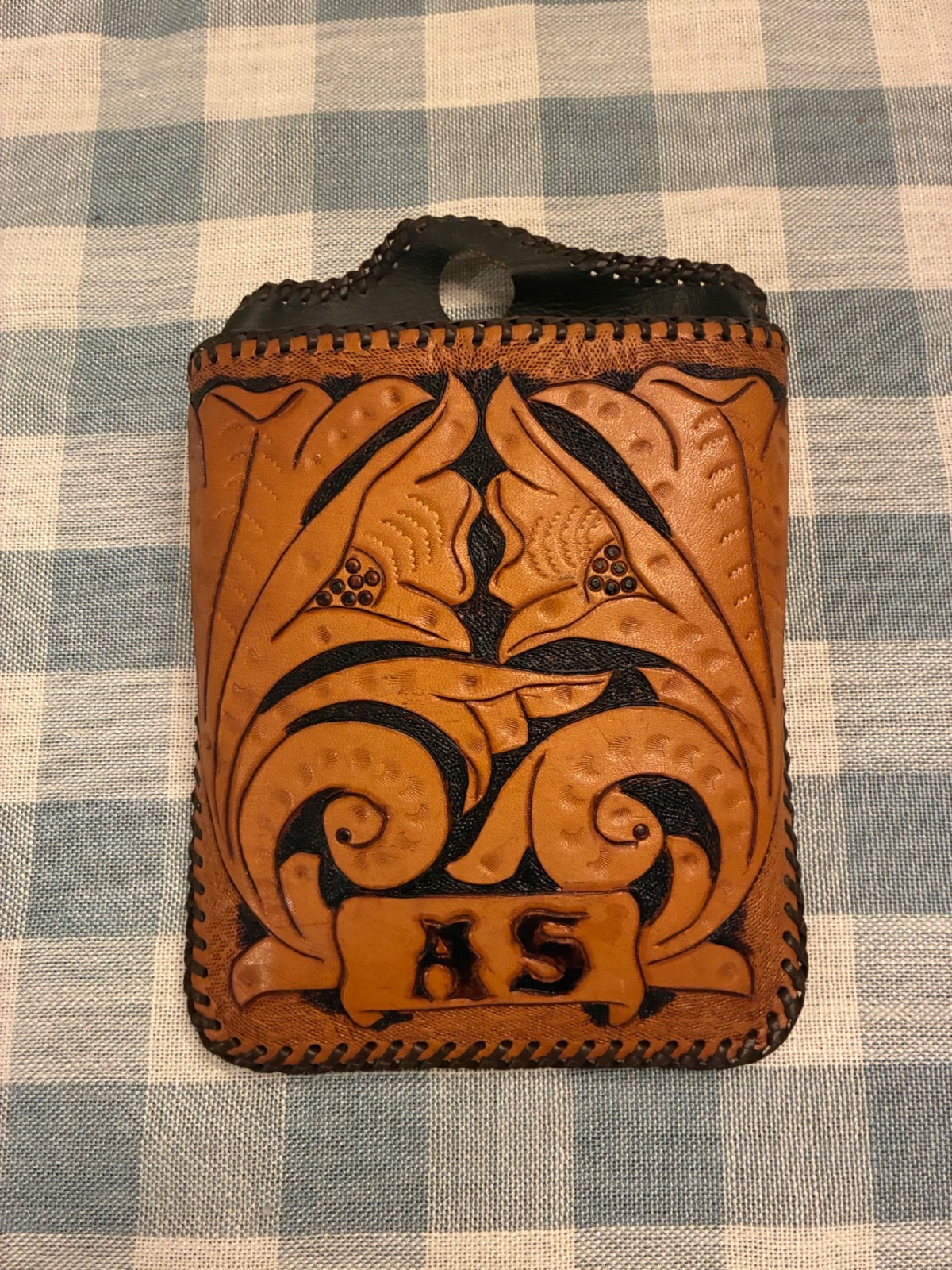 Custom Made Hand Tooled Leather Binder Wallet Pouch 5 PIECE LOT!!! Matching SET!