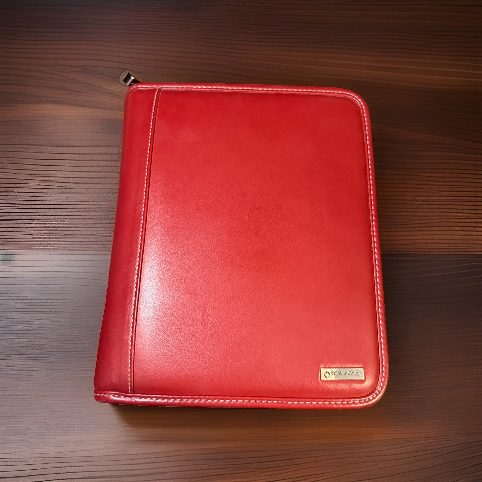 Franklin Covey Red Leather Zip Around Planner Binder 7 Ring