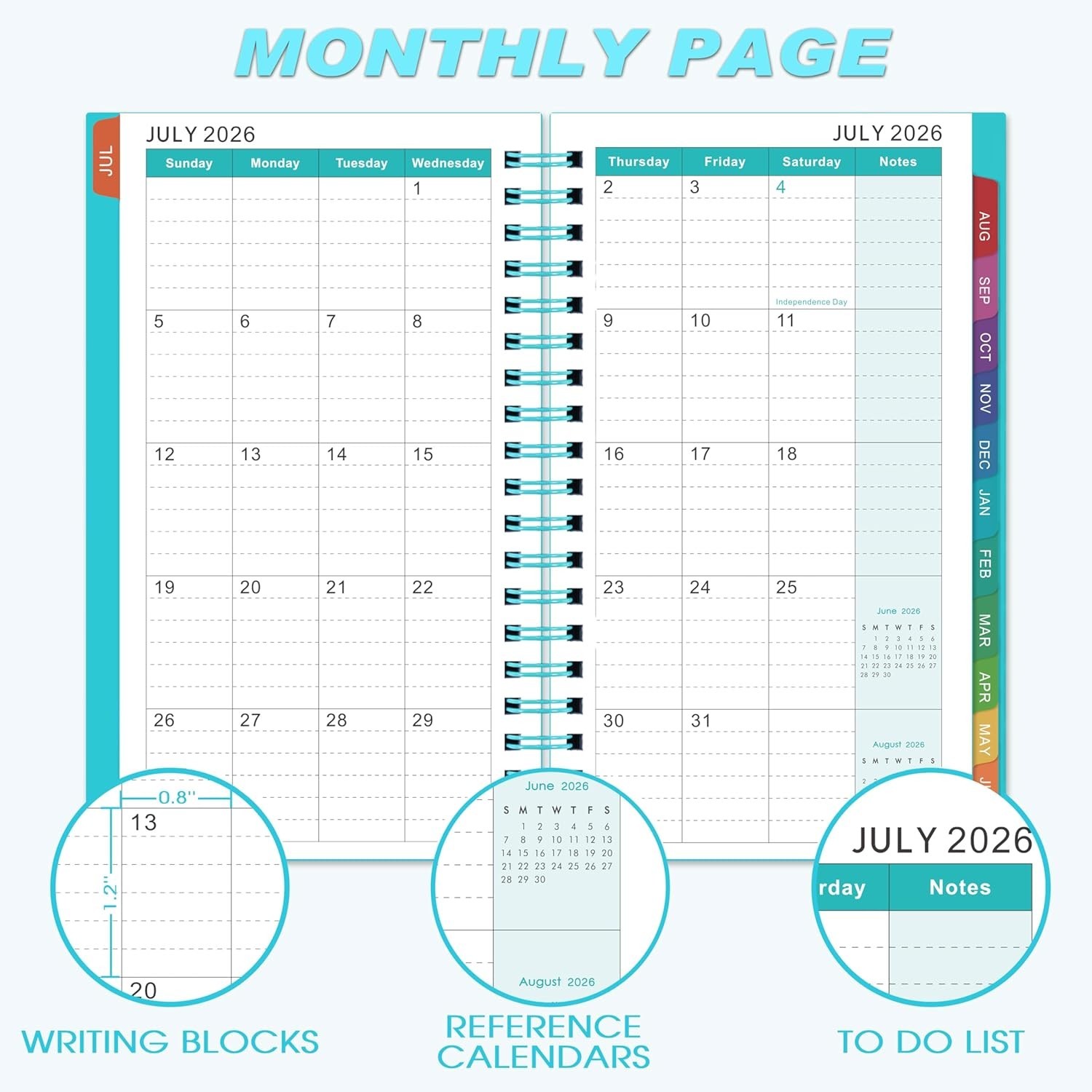 Mini 2026-2027 Calendar with Twin Wire Binding: Portable Organizer in Lake-Green