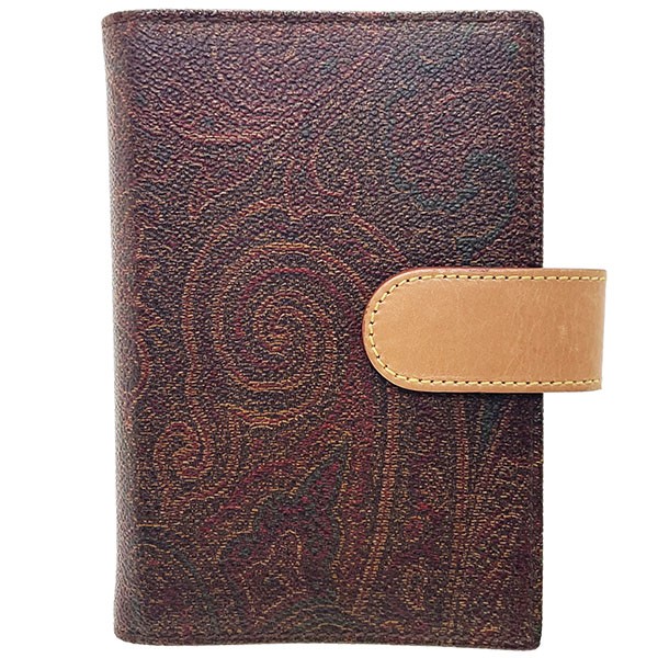 ■Authentic Etro Paisley Notebook Cover, PVC Leather, Multicolor Brown Tones,