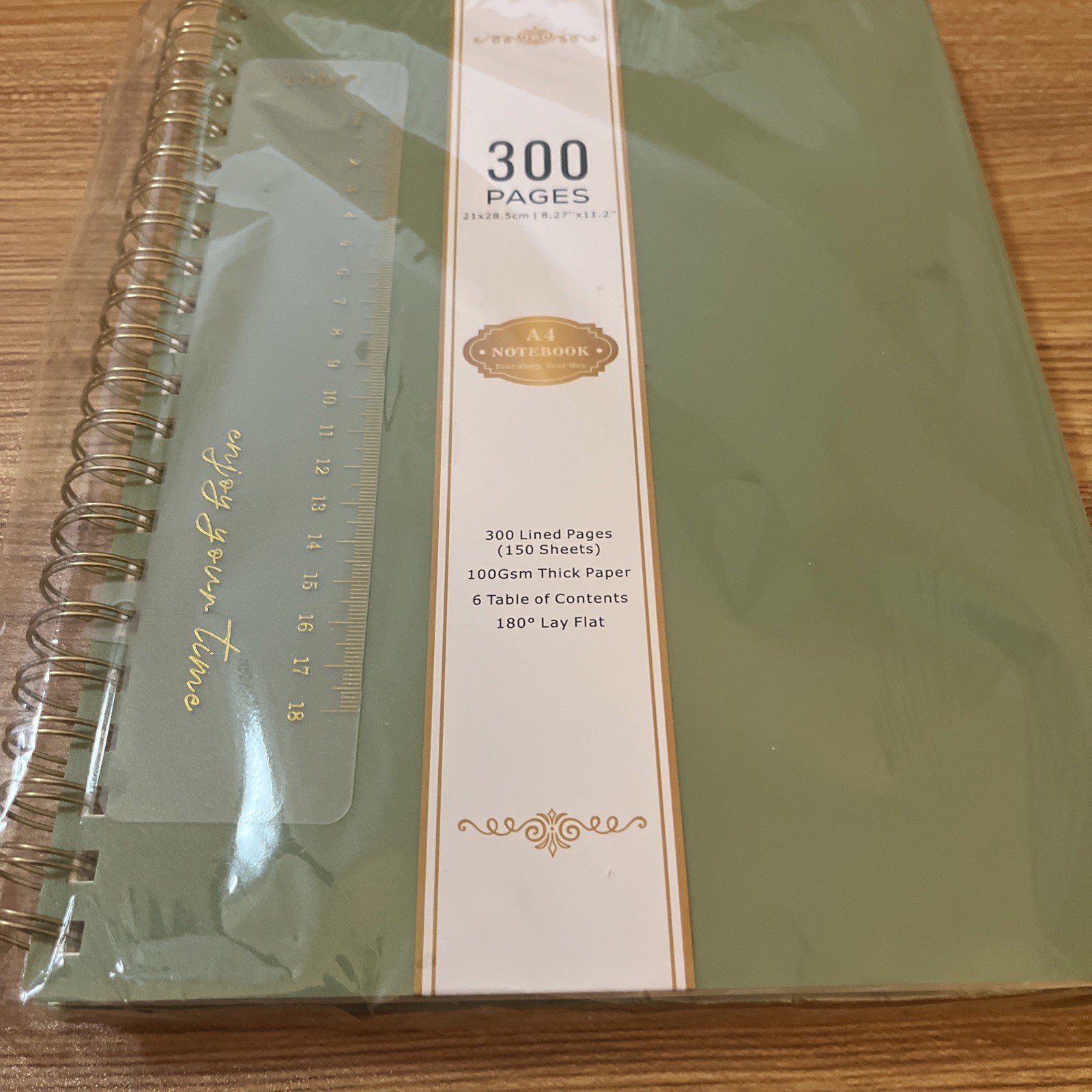 300 Lined Pages(150 Sheets) 100 GSM Thick Paper 6 TOContents GREEN 180deg Flat
