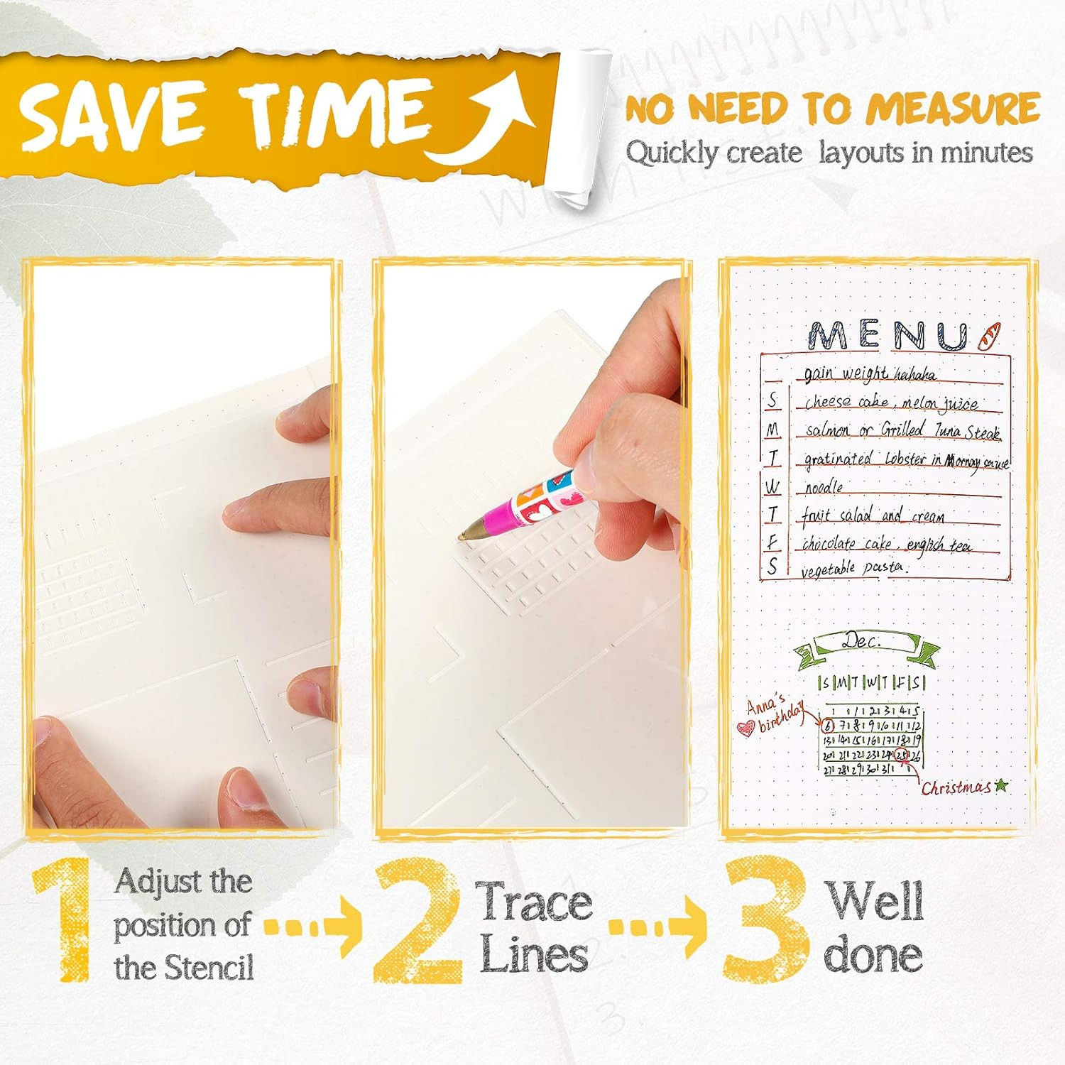 16 Pcs Journal Stencil Plastic Planner Bullet Ultimate Productivity Speedy Sprea