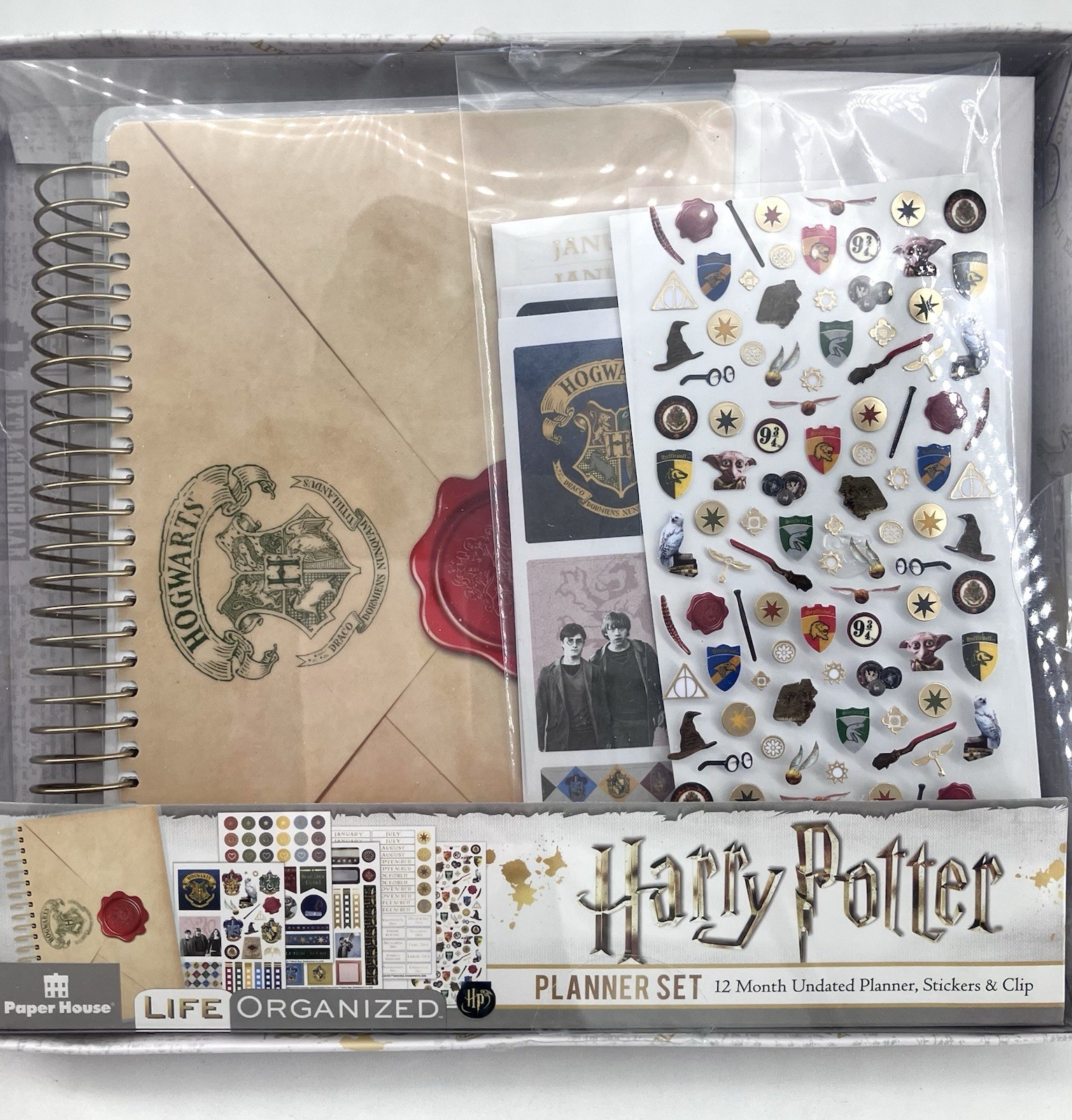 Harry Potter Planner Set 12 Month Undated Planner Stickers & Clips New *Open Box