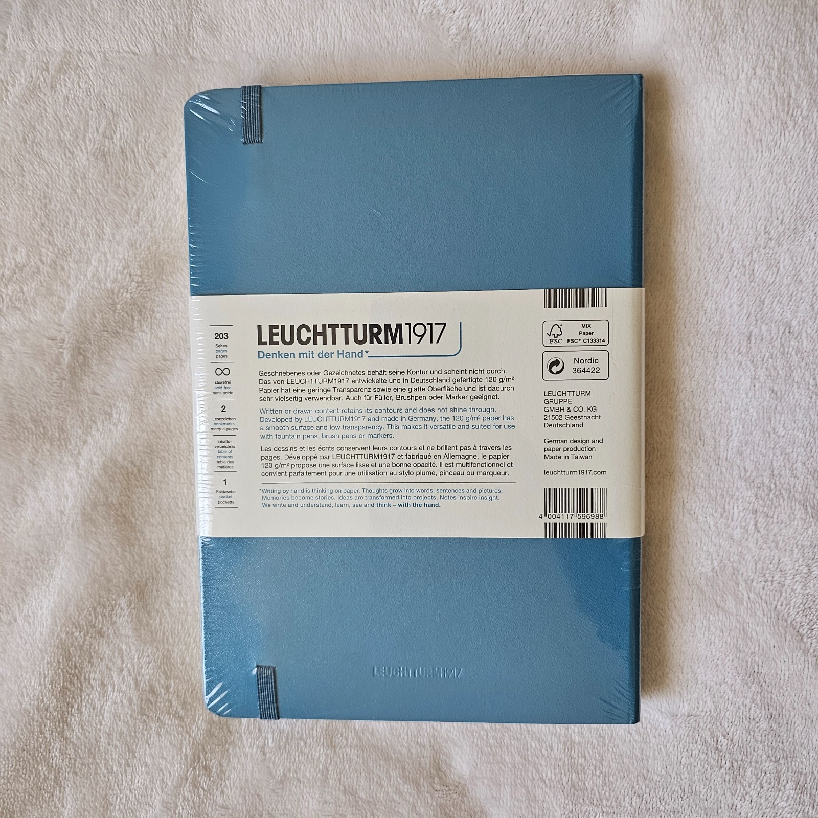 LUECHTTURM1917(A5) Medium Dotted Notebook 203 pages Nordic Blue- New in Wrapper