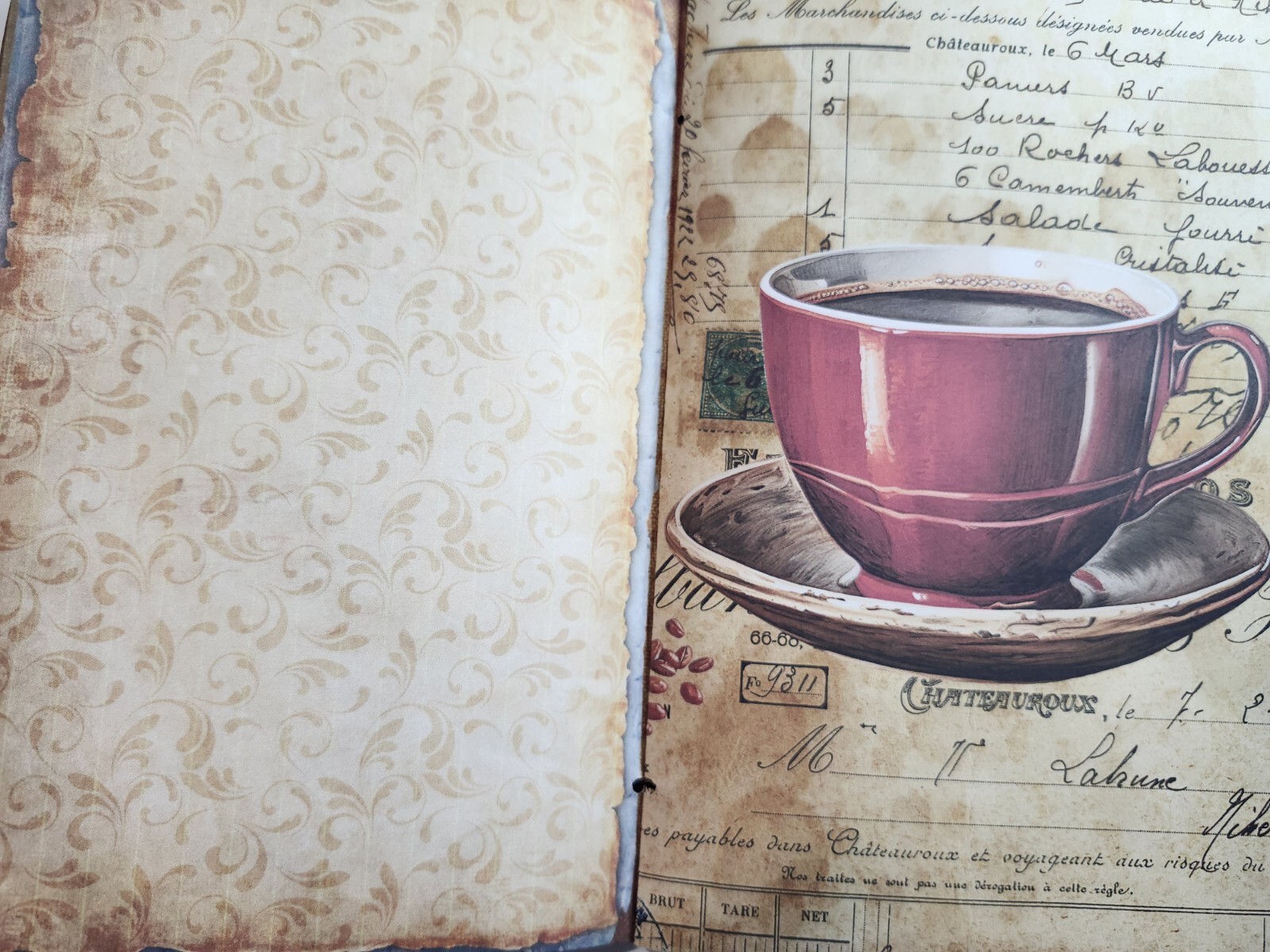 Junk Journal Booklet “COFFEE TIME” HANDMADE Cards, Pockets, Ephemera + more!