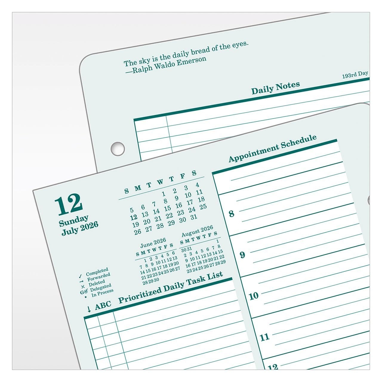 Original Ring-Bound Planner Refill – Two Pages Per Day, Classic Size, Jul 2026 –