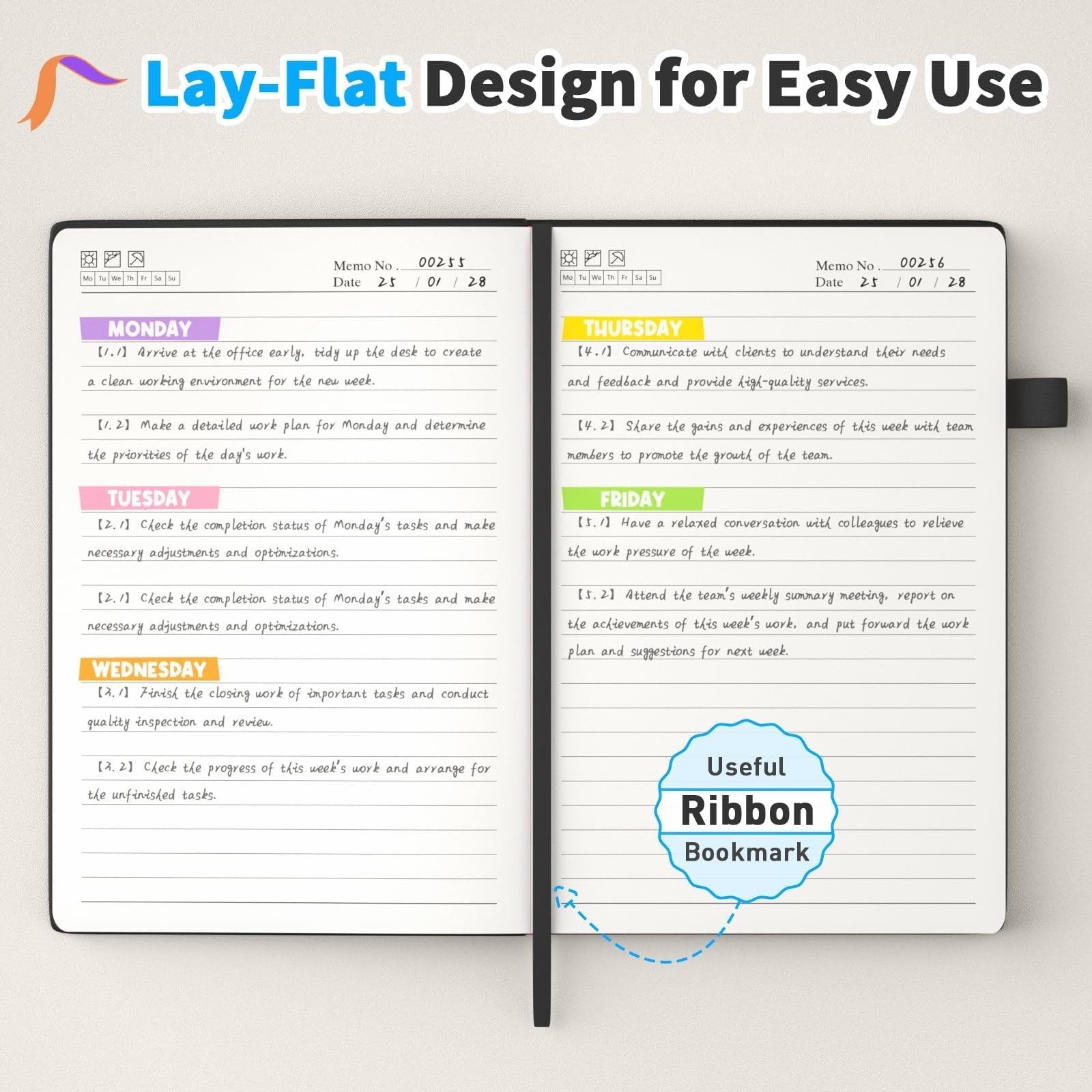 Oucaru Lined Journal Notebook, 2 Pack, 180 Pages, A5 2 Black &
