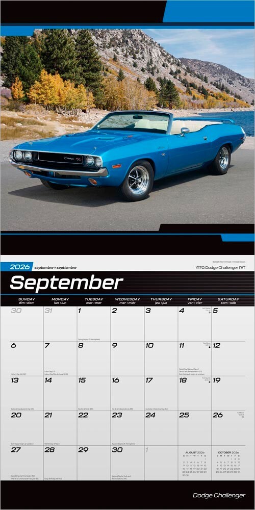 Dodge Challenger OFFICIAL | 2026 12×24″ Square Wall Calendar | Plastic-Free