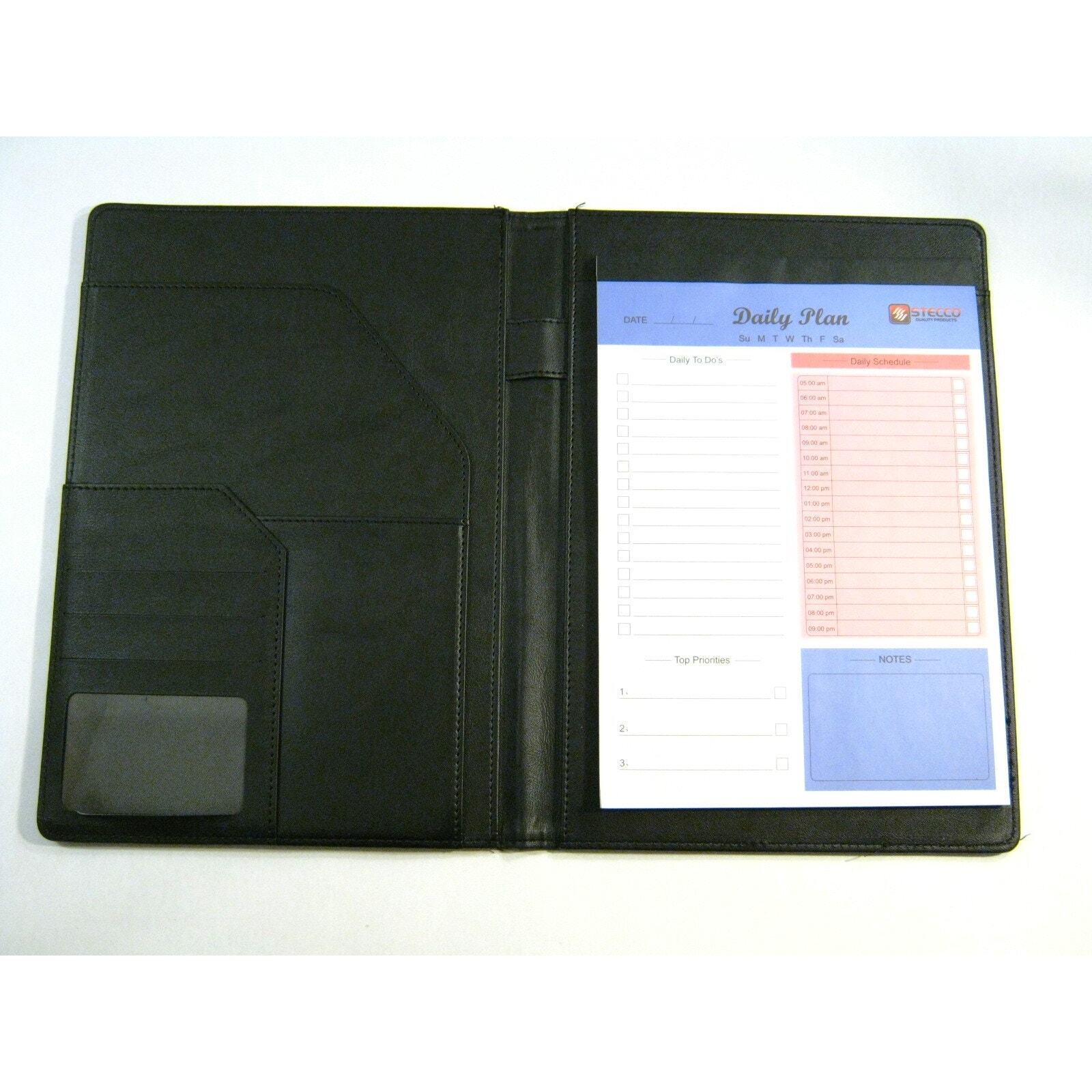 STECCO Leather Portfolio Notebook Document Organizer, Padfolio Daily Planner