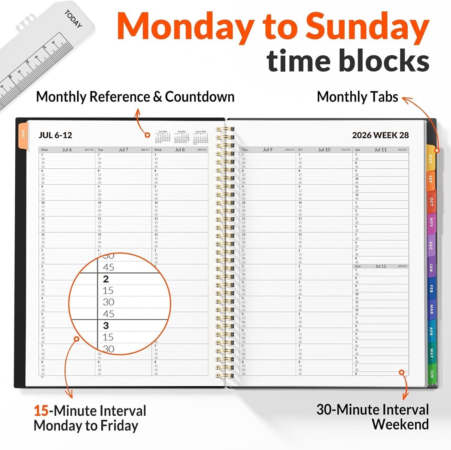 2026-2027 Appointment Book, Quarter-Hourly, Weekly & Monthly – from July 2026…