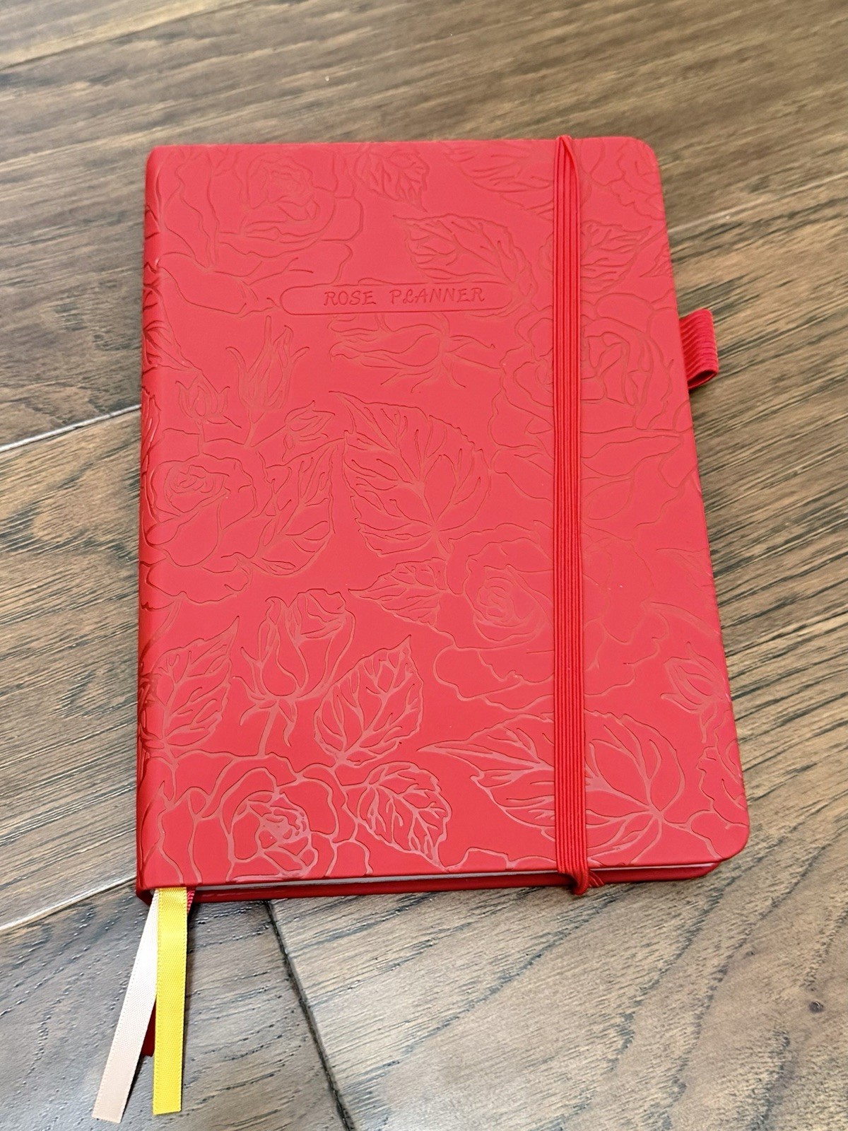 Rose Planner Undated Weekly Medium Planner, Red Floral Embossed Hardcover