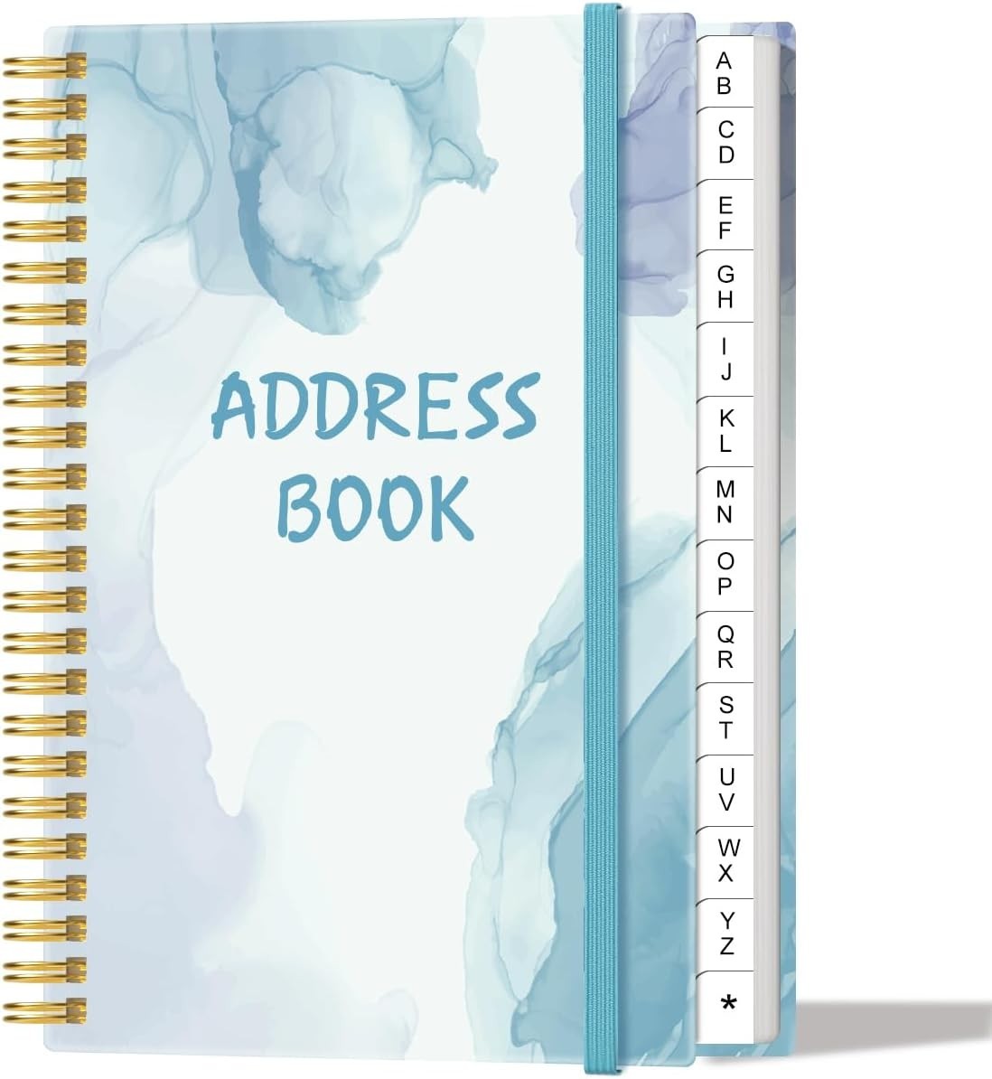 Book with Tabs, Spiral Contacts, Dates, Phone, Password, 4.3″ x 6.2″, Blue