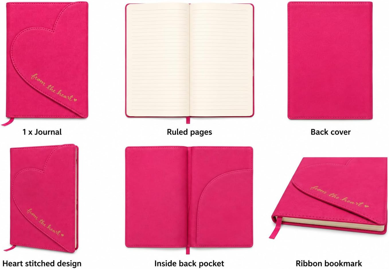 Eccolo Dayna Lee Love Journal & Notebook with Magnetic Heart Flap, 256 Acid-Free