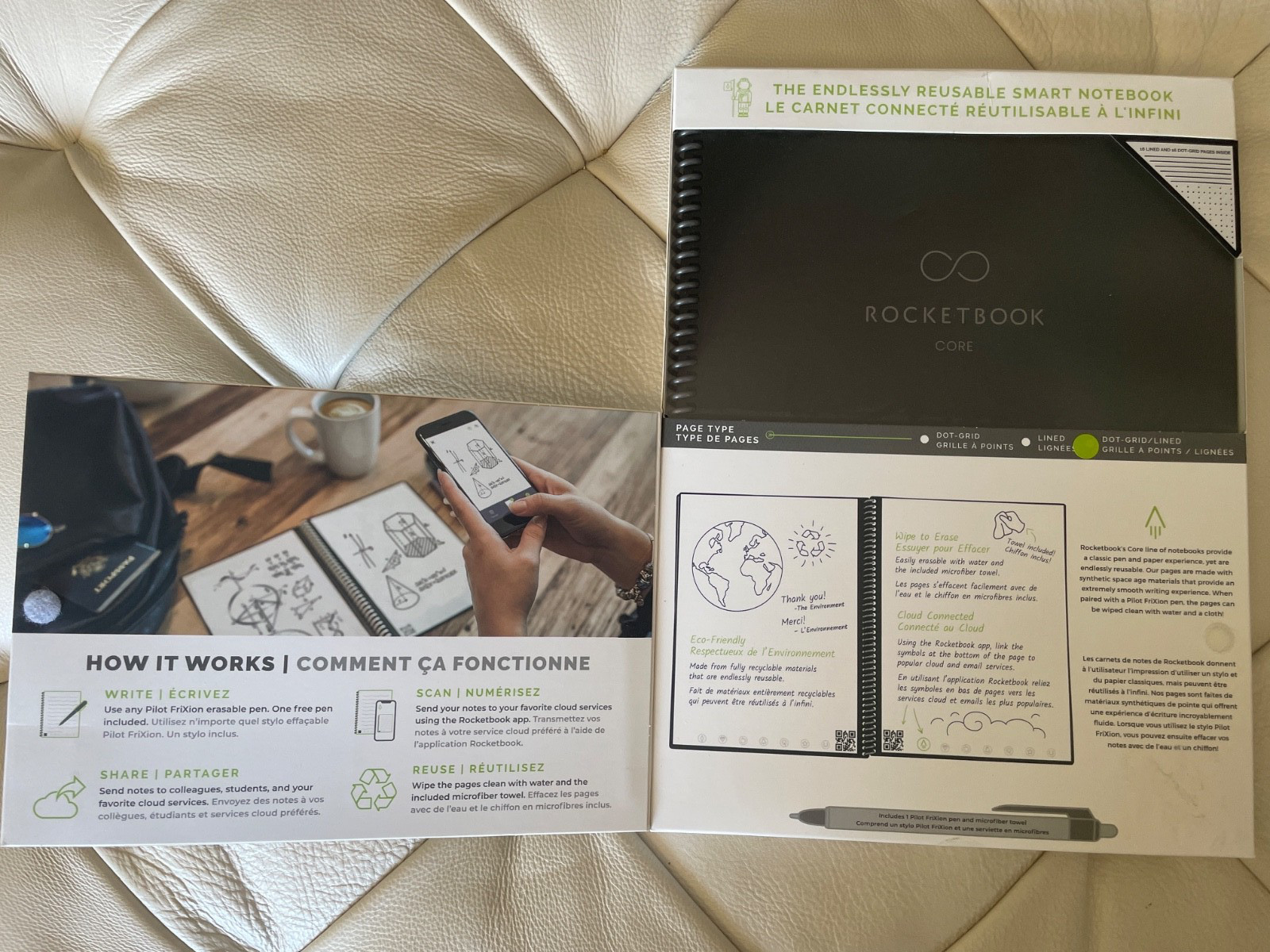 Rocketbook Core Smart Spiral Notebook, Dot-Grid & Lined Pages, 32 Pages, 8.5 x