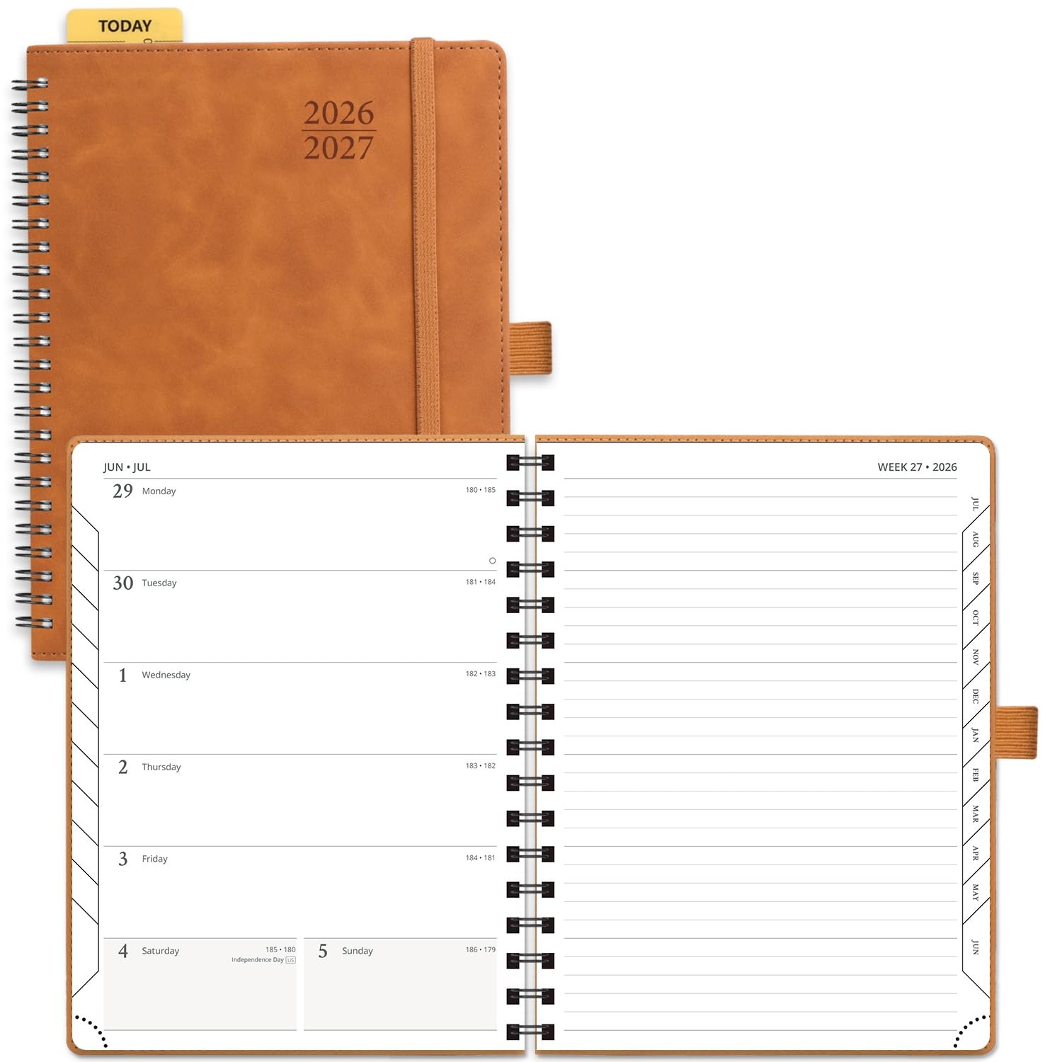 POPRUN 2026-2027 Academic Planner Weekly Monthly Agenda Notebook 6.5×8.5 Brown