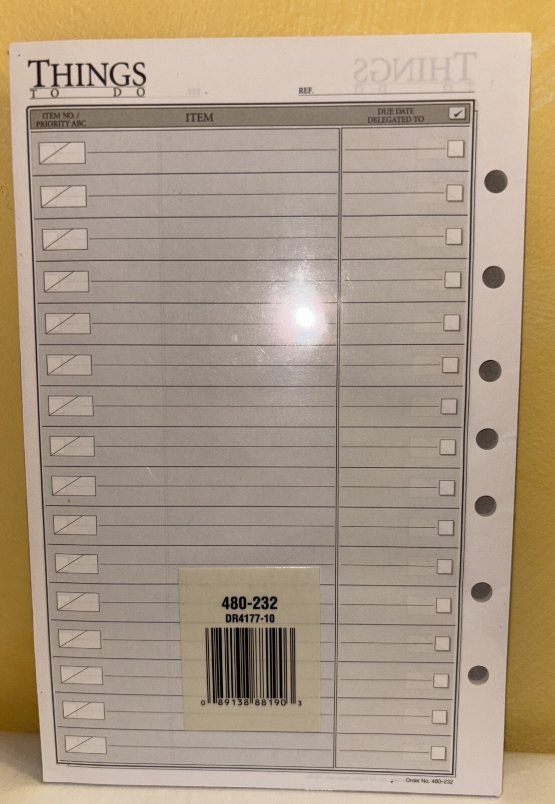 DayRunner Professional Series Things To Do Refill–30 Sheets–5.5in X8.5in—New