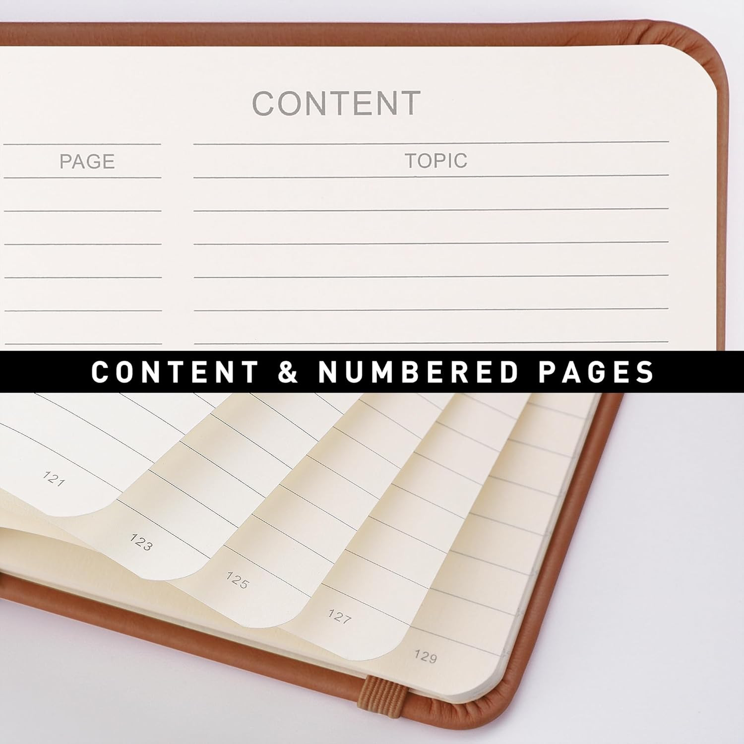 Lined Journal Notebook 192 Numbered Pages A5 Medium Size (5.7 x 8.3) Brown