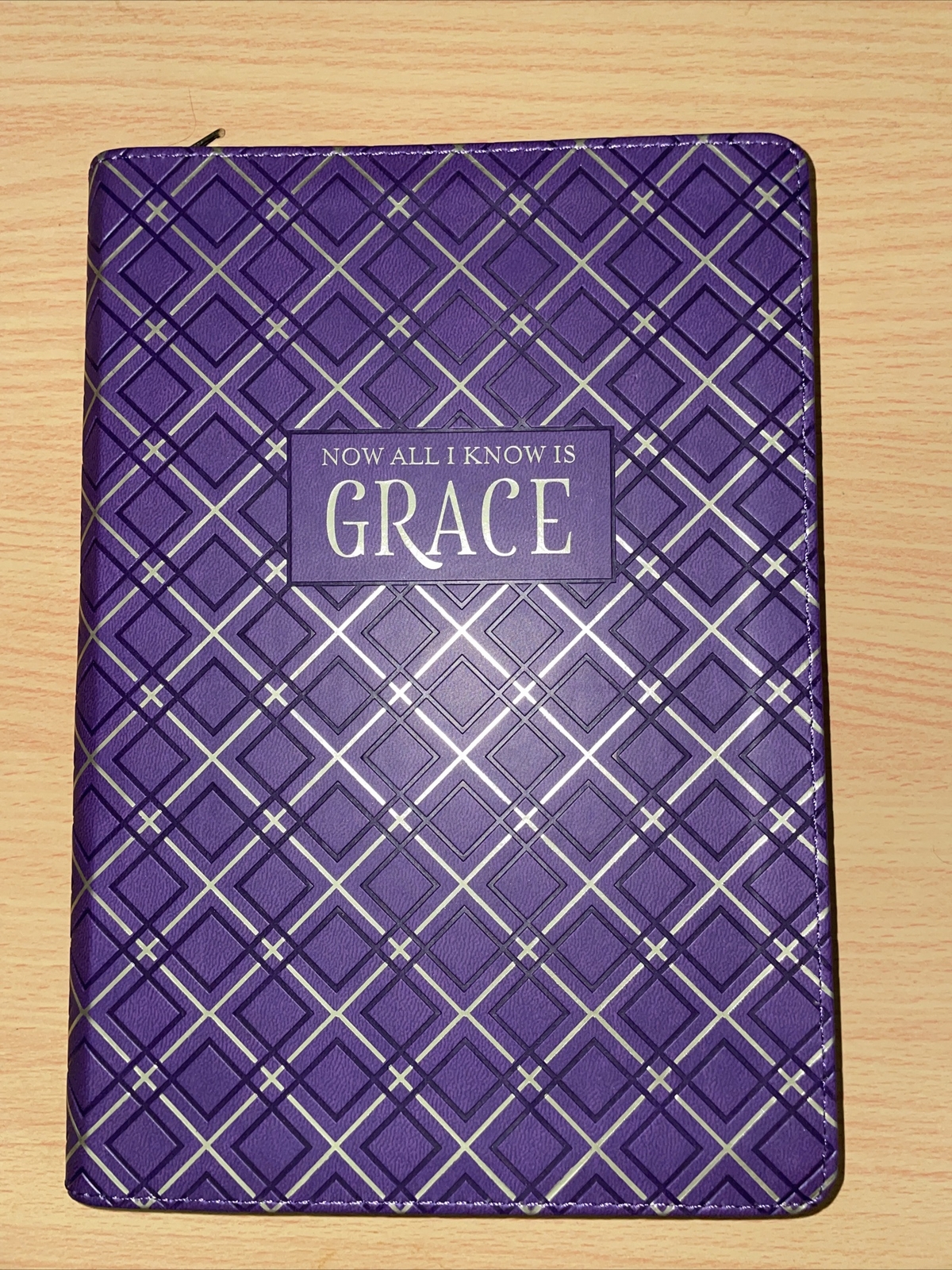 Now All I Know Is Grace Zippered Purple Journal NIP Sealed. Scripture On Page
