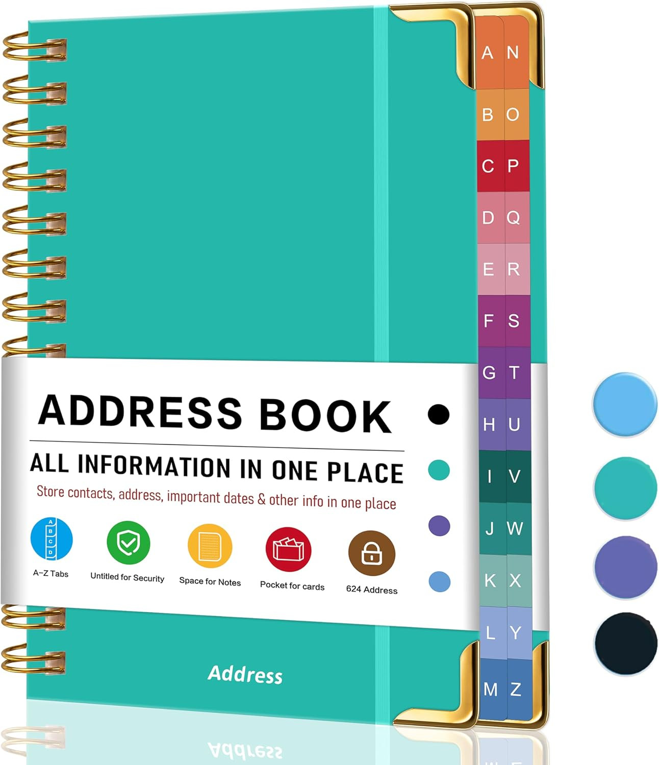 Address Book with Colorful Alphabetical Tabs, 5.8″X8.4″ | Large Print for Senior