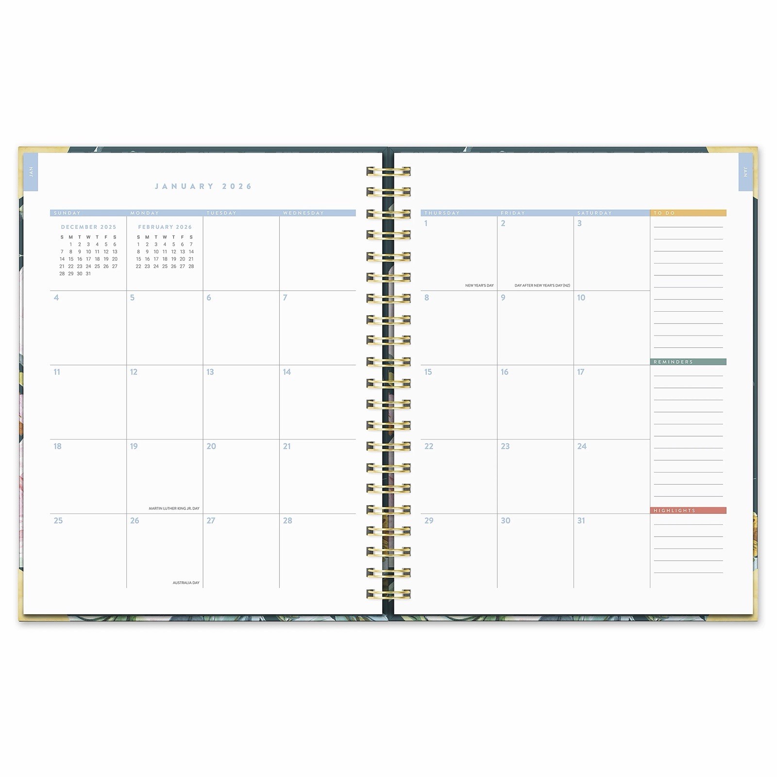 2026 Bella Flora Planner 11×9 Weekly Monthly Spiral Agenda