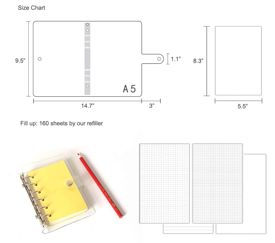 A6 A5 6-Holes Colorful PVC Cover Personal Organizer with Snap Button Closure …