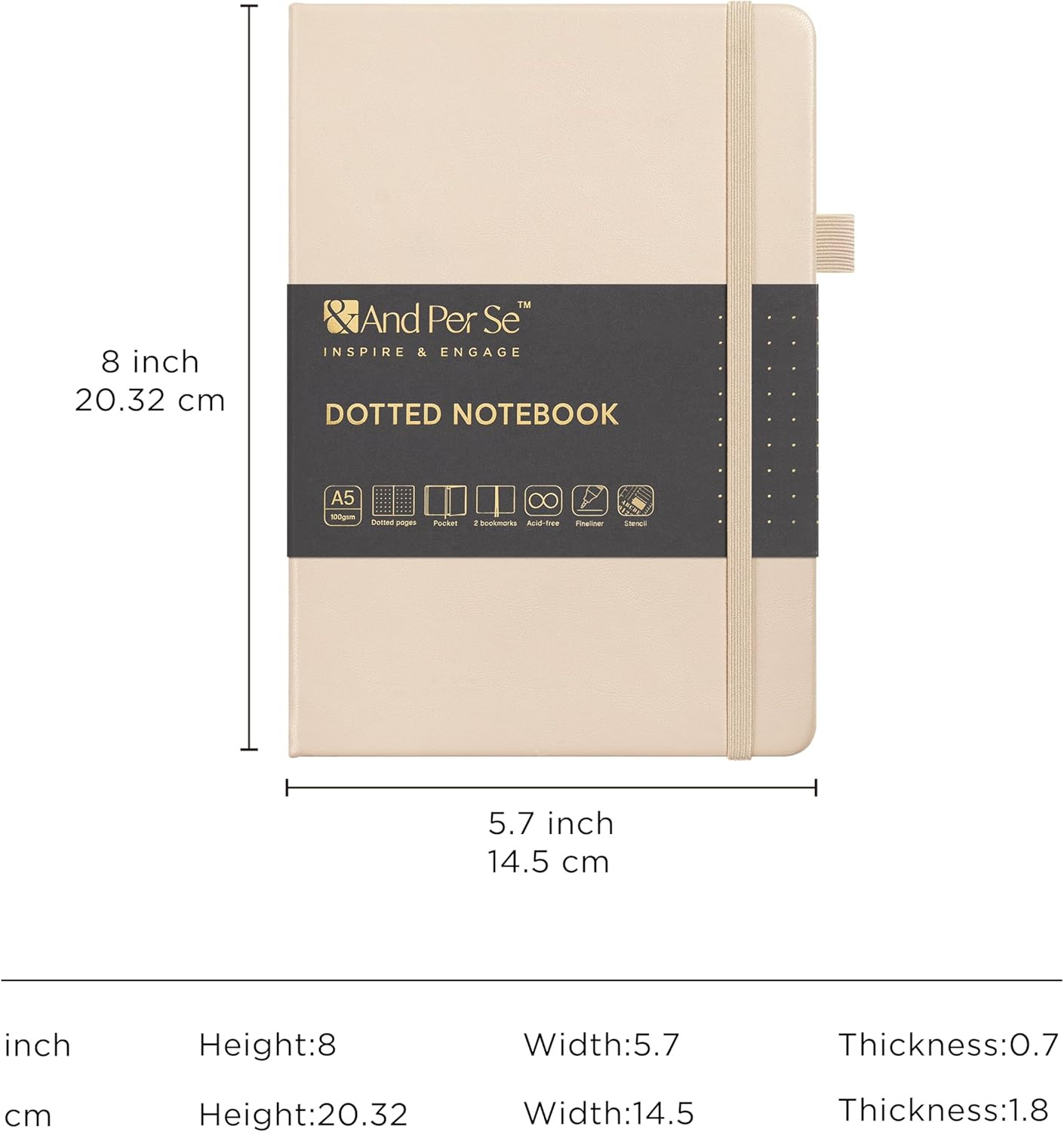Bullet Dotted Journal Notebook, A5 Leather Hardcover, 176 Numbered Pages 100GSM