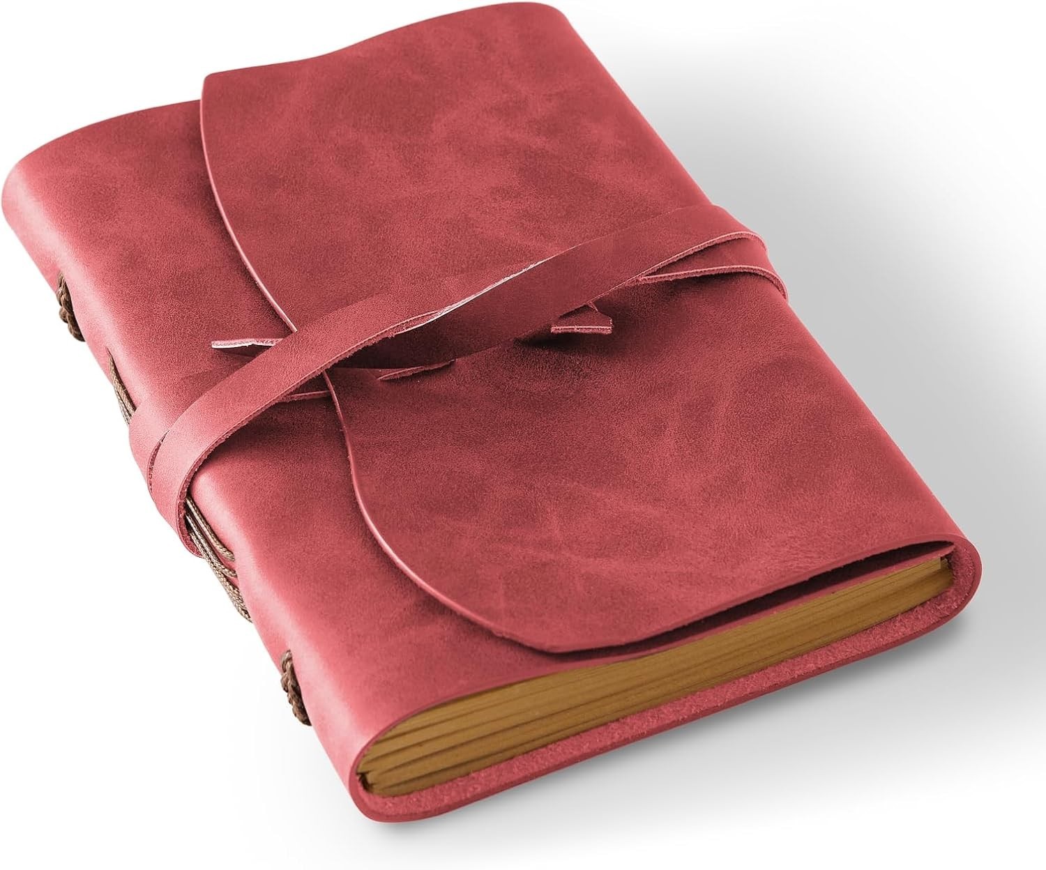 Elegant Red Leather Journal 4.8×6.5 Inches – Vintage Mini Notebook for Writers