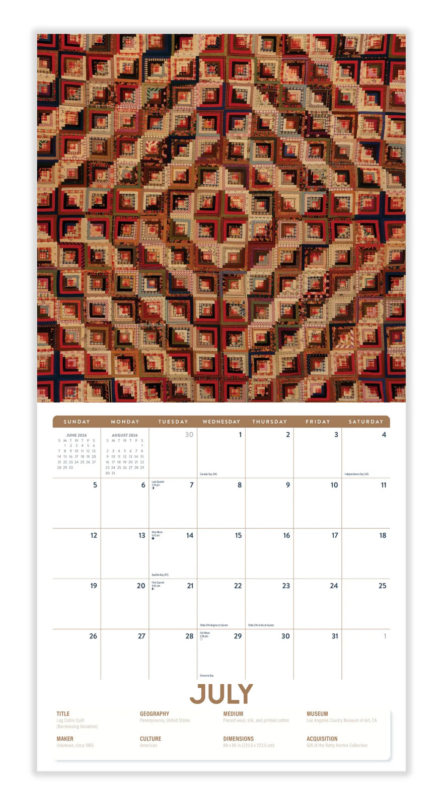 The Artful Quilt Calendar 2026 | 12″ x 24″ 12 Month Calendar | Marble City Press