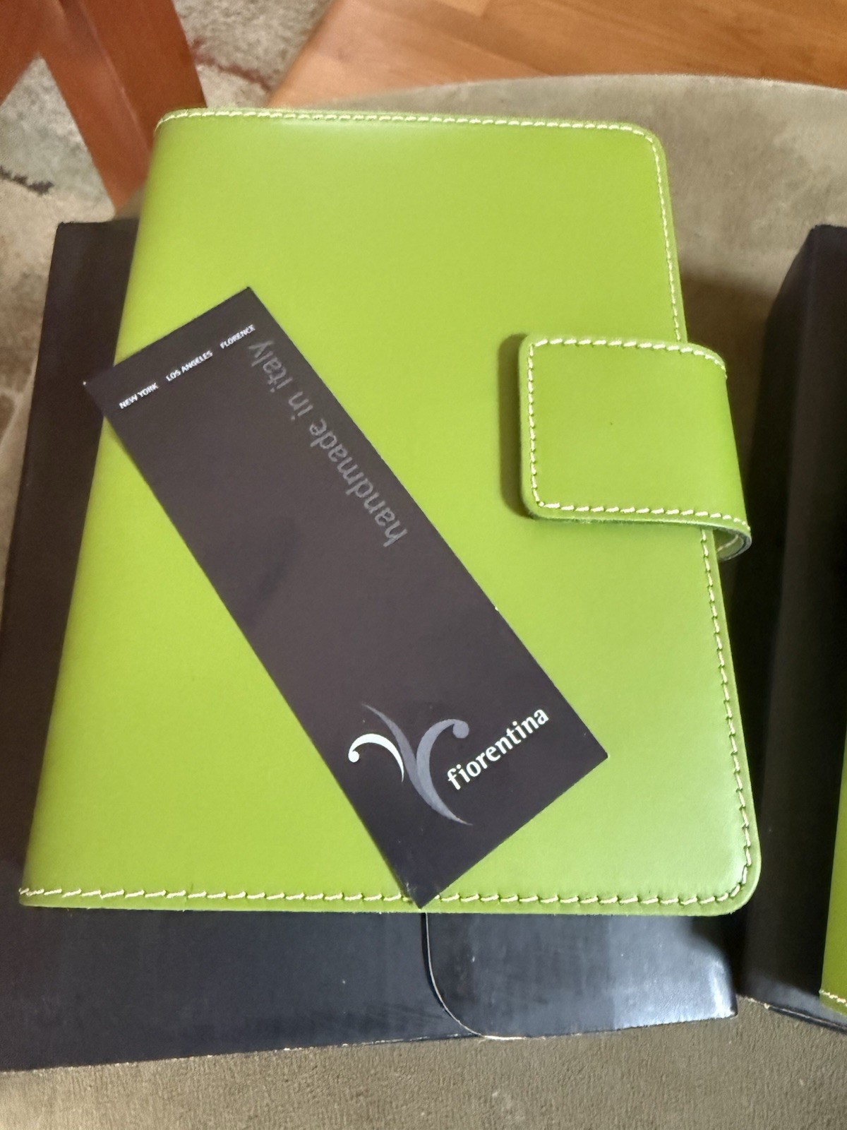 Lot of 2 Fiorentina Italian Leather Journals New In Box Lime Green Italy