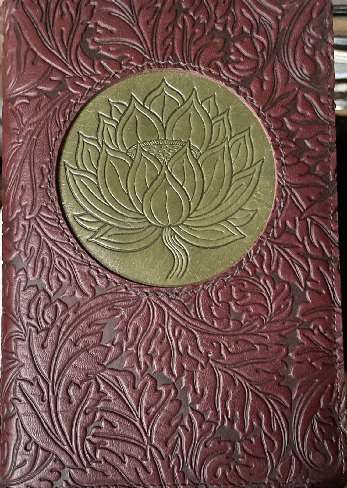 Oberon Design Icon Leather Journal 6×9 Floating Lotus