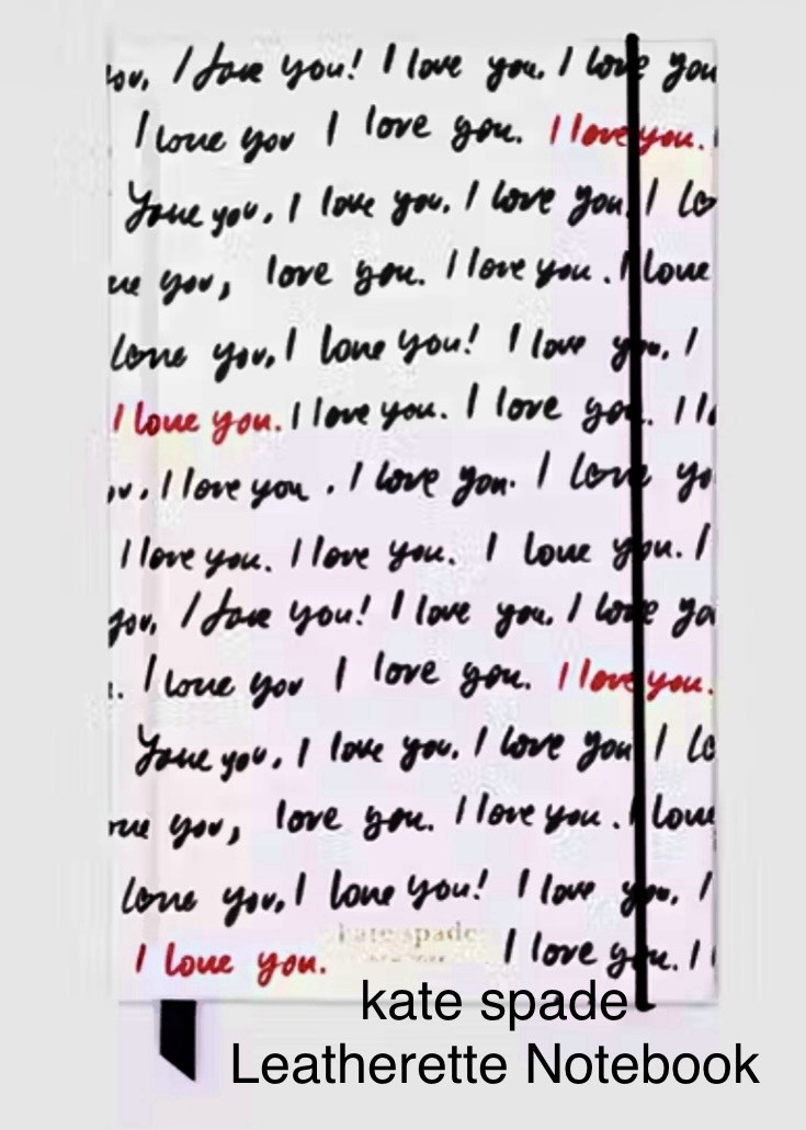 kate spade Leather Covered Hard Back Notebook I Love You New WTag & Packaging