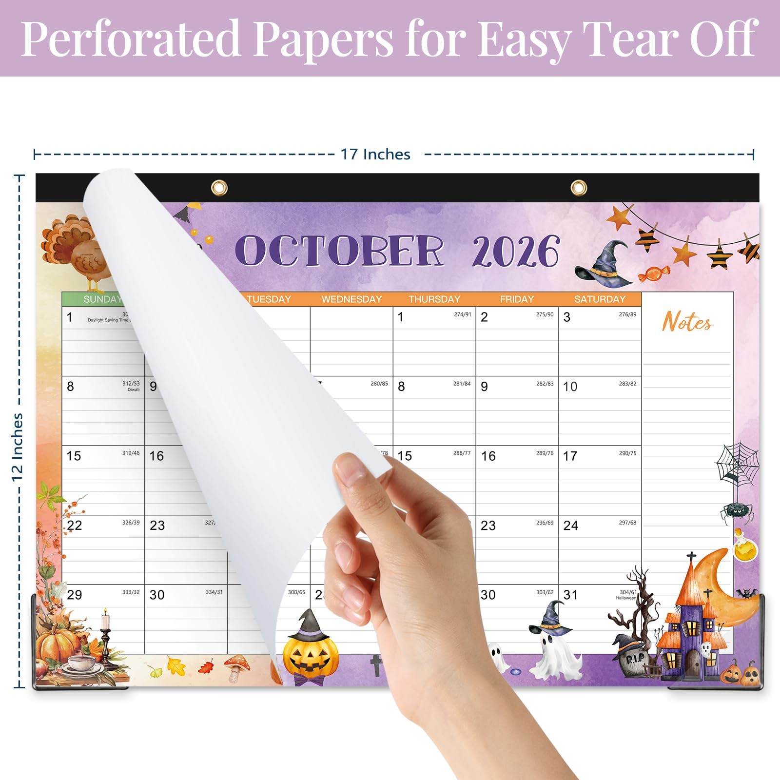 Desk Calendar 2026-2027 – 18 Monthly Large Desk/Wall 17″ x 12″, brown