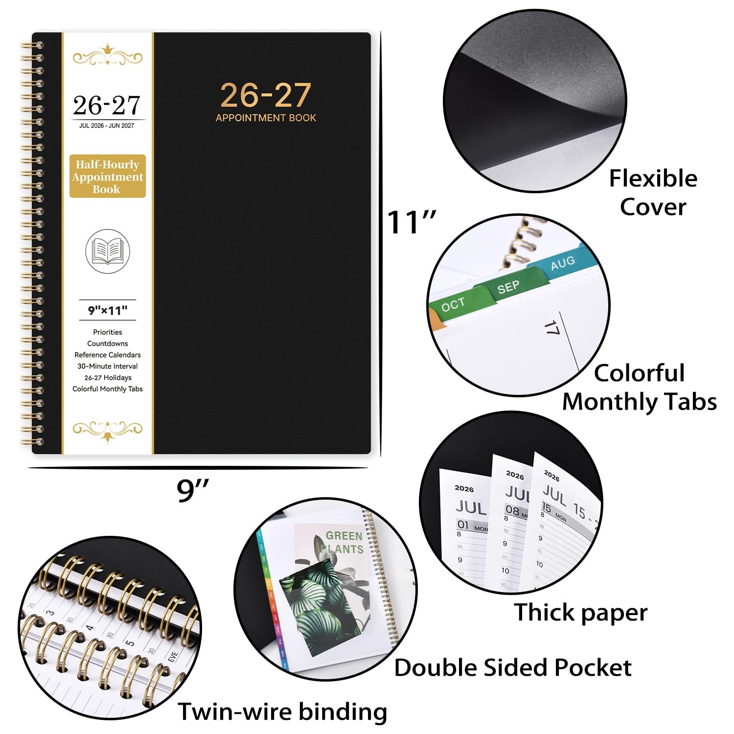 Appointment Book 2026-2027 – Planner 2026-2027, 9″ x 11″, July 2026 – June 2027,