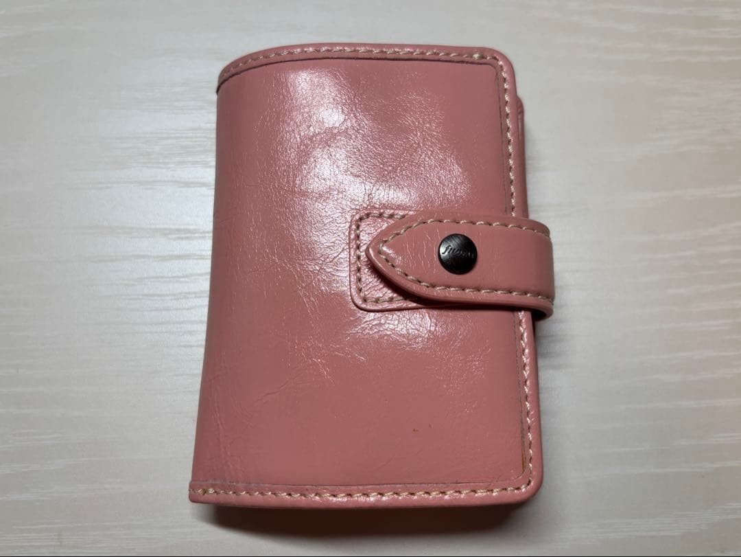 Filofax Malden Mini 5 Hole Pocket Rose Leather Cover Used W/ Box From Japan