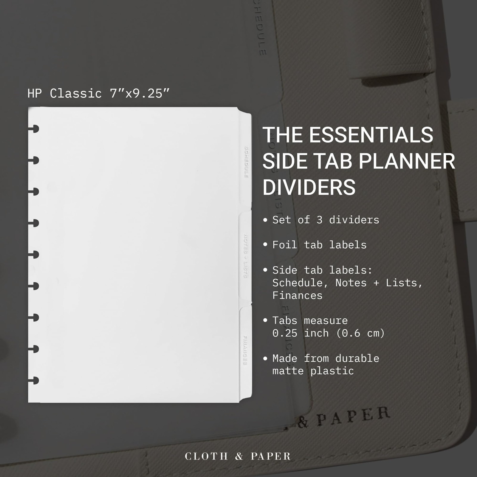 Cloth & Paper The Essentials Side Tab Planner Dividers | HP Classic Size 7″ x…
