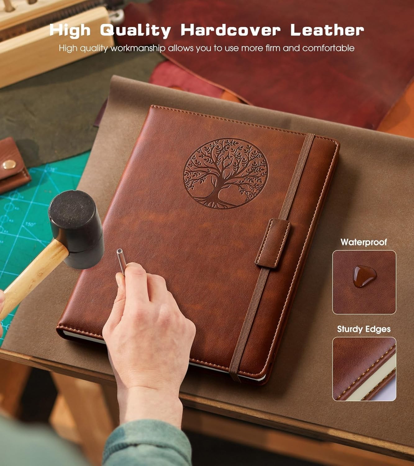 Leather Journal Notebook Vintage 256 Lined Pages 5.7″x8.3″ Hardcover Diary