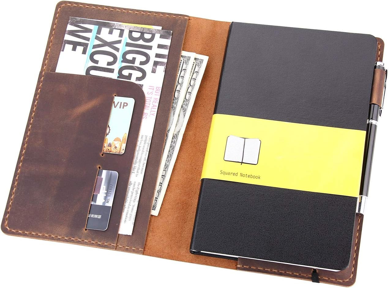 Leather Journal Cover Fits for Moleskine Large Hard Cover Notebook, Handmade Vin