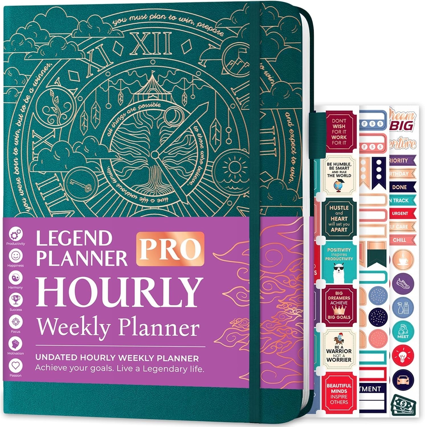 A4 Hourly Planner Pro Undated Weekly Daily Organizer Time Slot Hardcover Teal