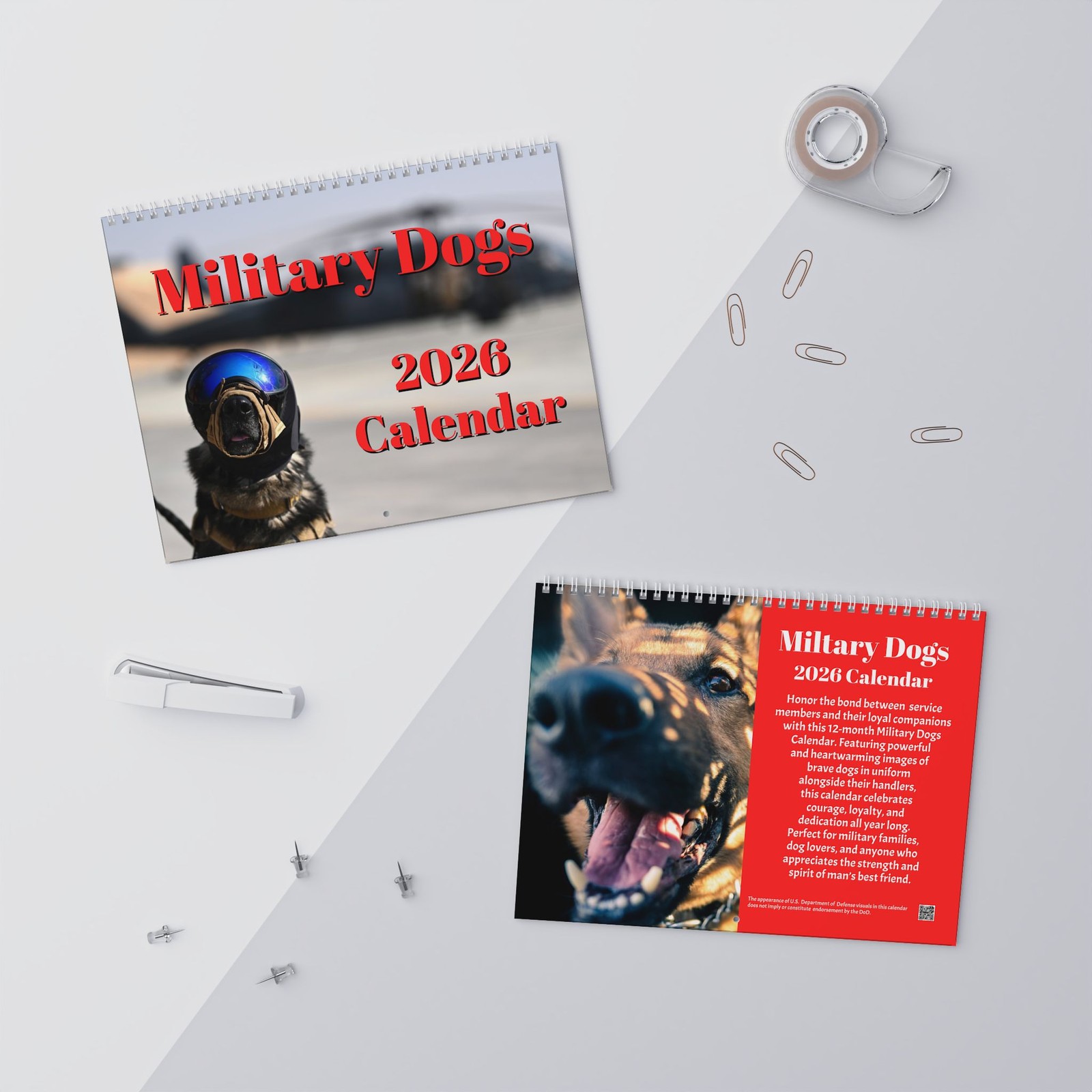 Military Dogs Wall Calendar 2026, Dog Lover Gift, K9 Calendar