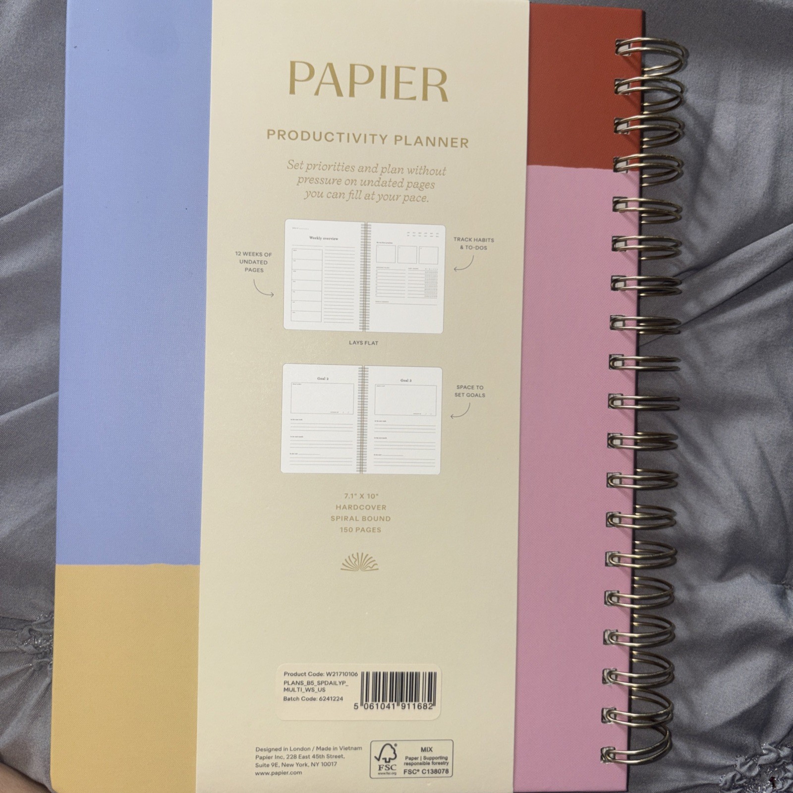 Papier Productivity Planner 12 Weeks Undated of Daily Pages New