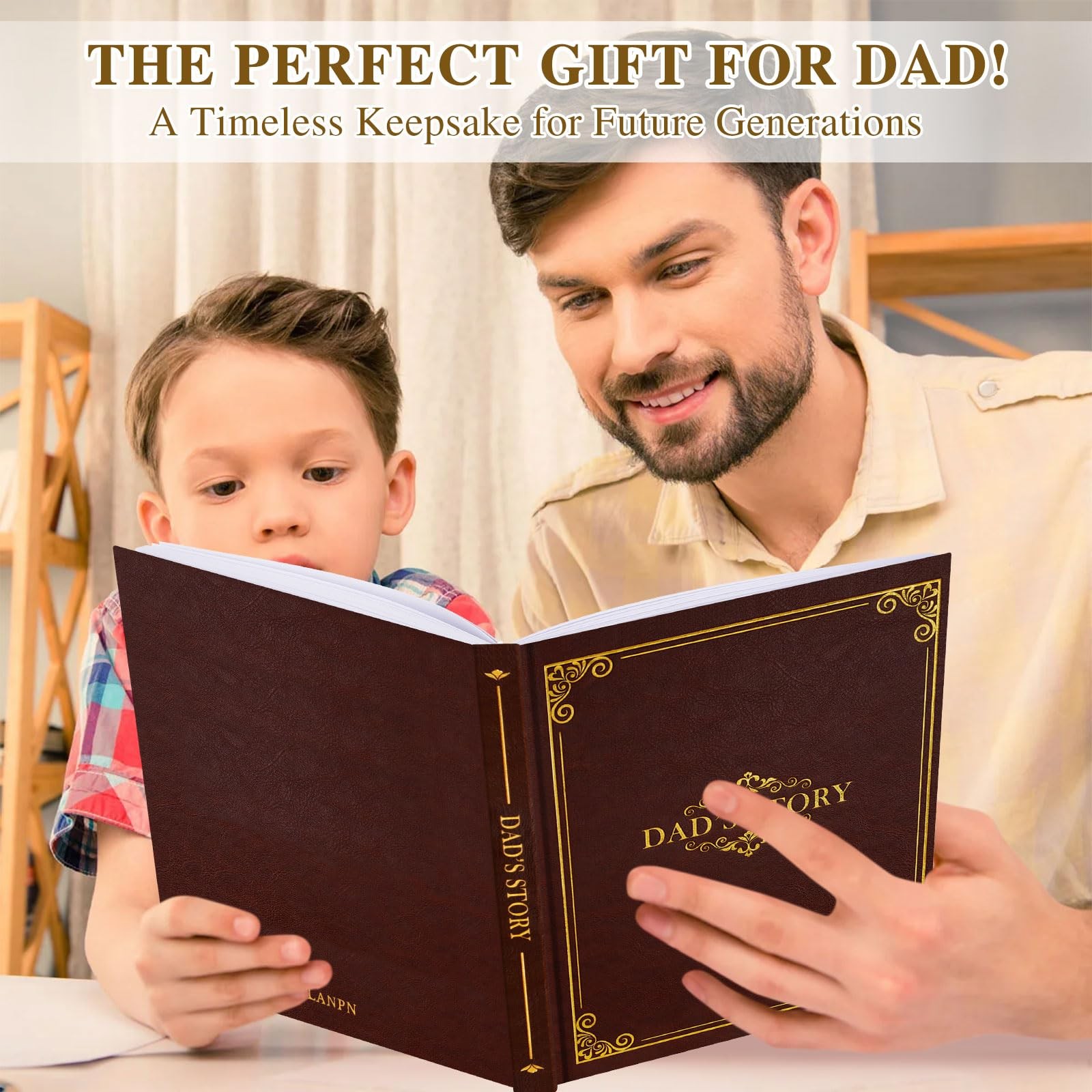 Lanpn Dad Life Story Journal with 300+ Questions, Dads Memory Keepsake Brown